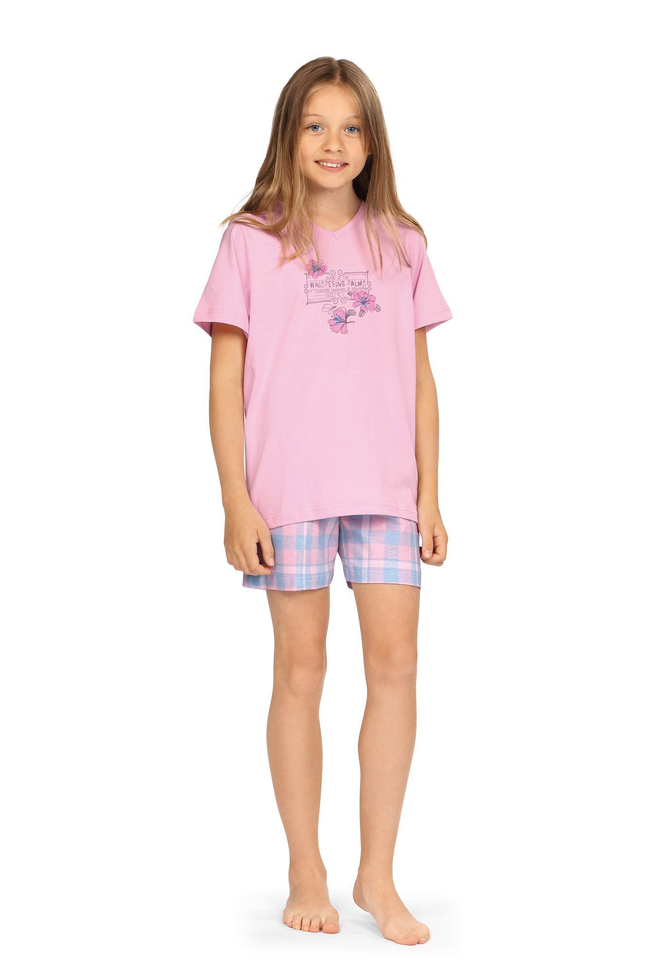 comtessa Schlafanzug Comte Kids (Set, 2 tlg., Set) Mädchen Schlafanzug Pyjama Shorty Kurzarm Pastell Baumwolle soft rosa | Pyjama-Sets