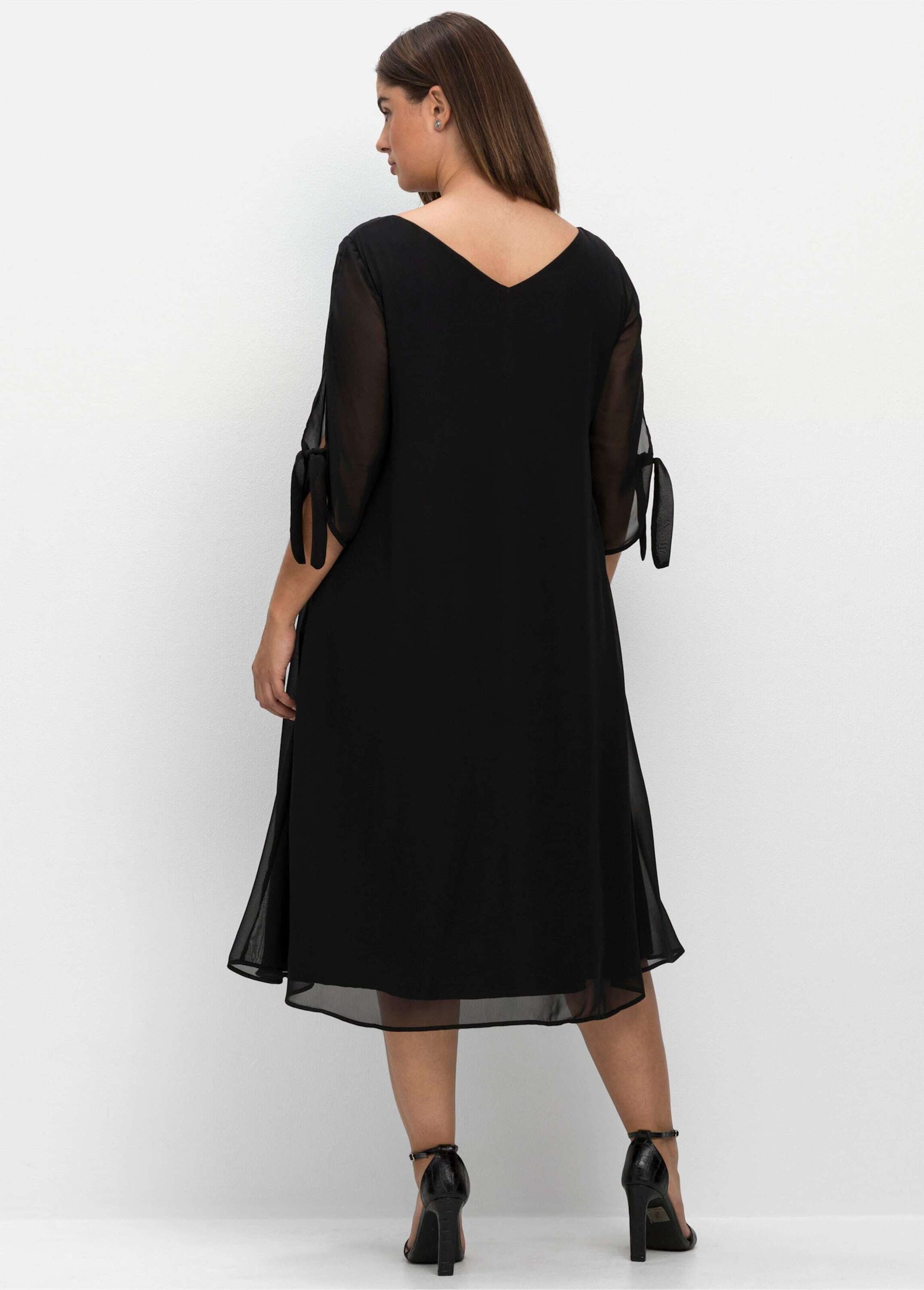 Sheego Etuikleid Midikleid 3/4-Arm im Lagenlook und A-Linie günstig online kaufen