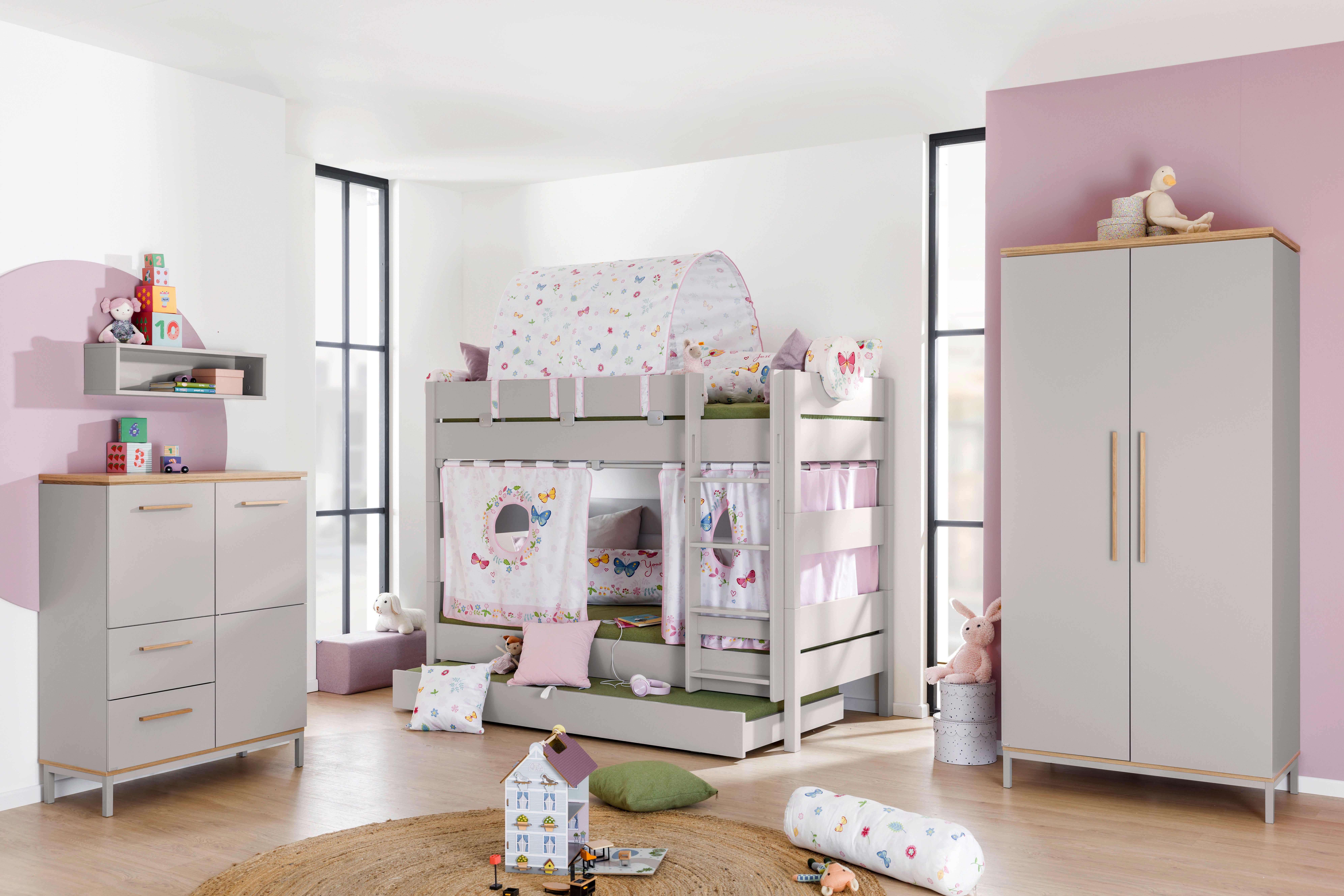 PAIDI Spielbett TIAGO in verschiedenen Größen und Farben, Etagenbett mit Leiter (Höhe 160 / 180 cm, 2 Liegeflächen - je 120kg Tragkr., 5 Jahre Garantie), Rausfallschutz, geprüfte Sicherheit, umbaubares Bett mit Massivholz