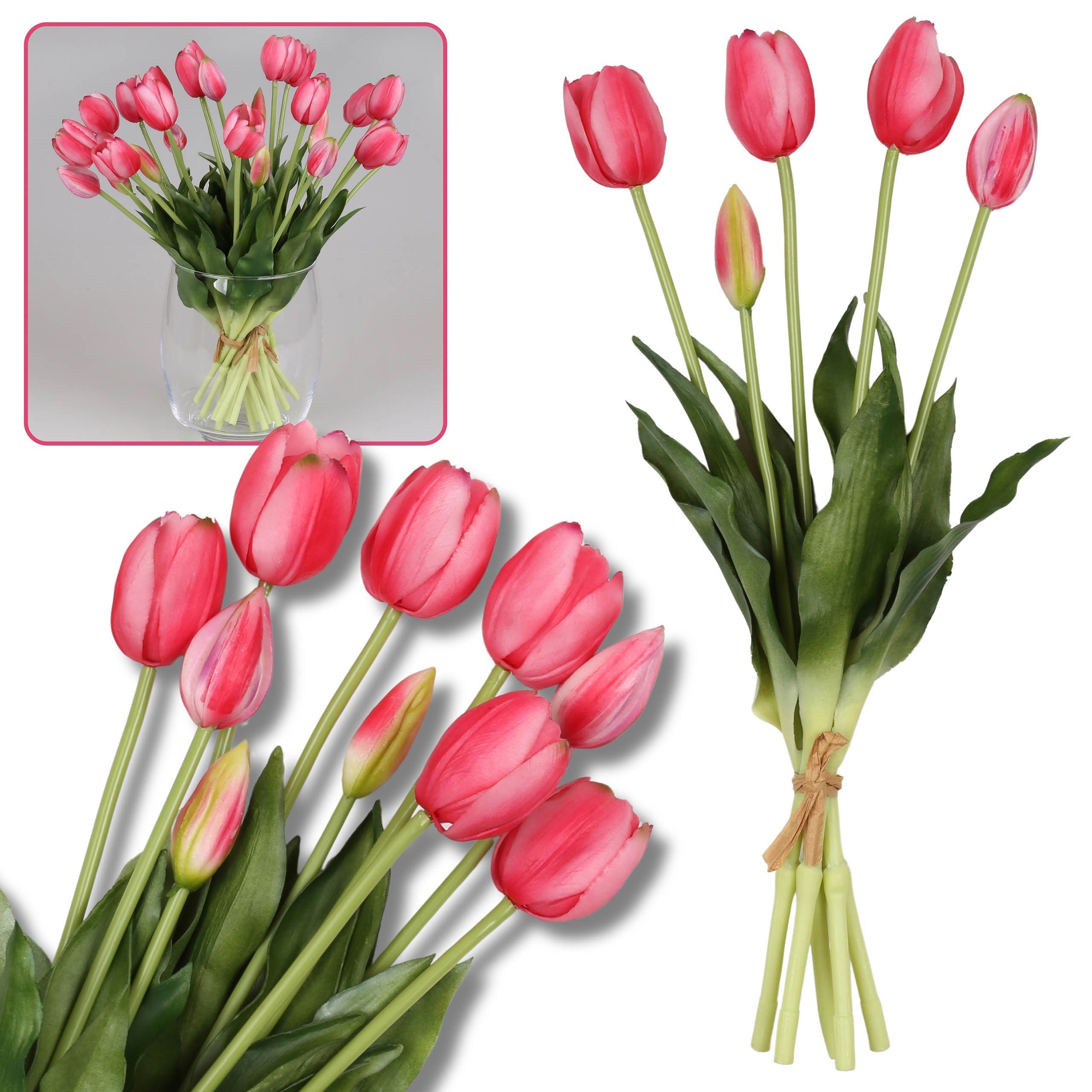 Kunstblumenstrauß Silikontulpen, rosa, wie lebendig, Strauß von 5 Stück, Sarcia.eu