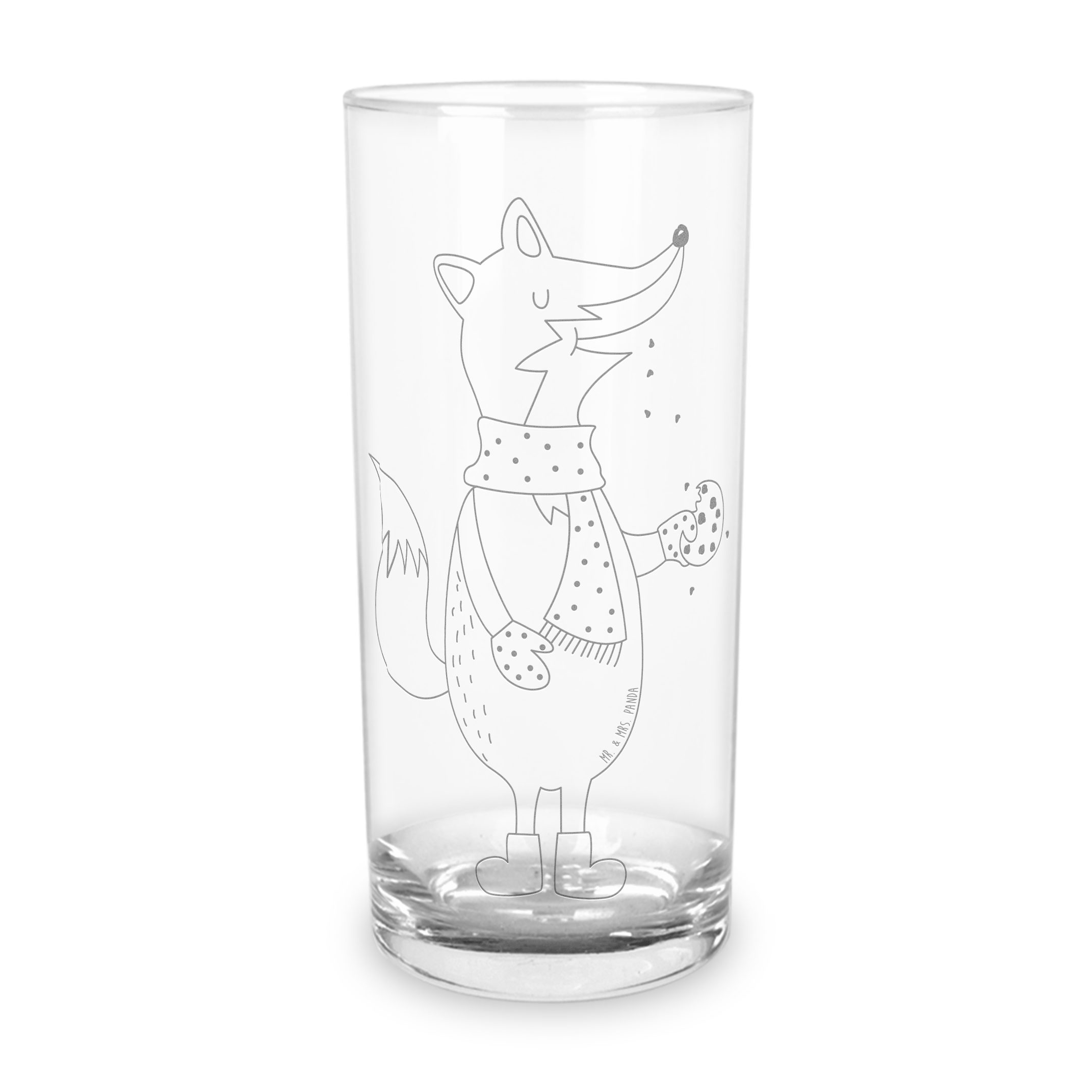 Mr. & Mrs. Panda Glas 200 ml Fuchs Keks - Transparent - Geschenk, Plätzchen, frieren, Trink, Premium Glas, Magische Gravuren