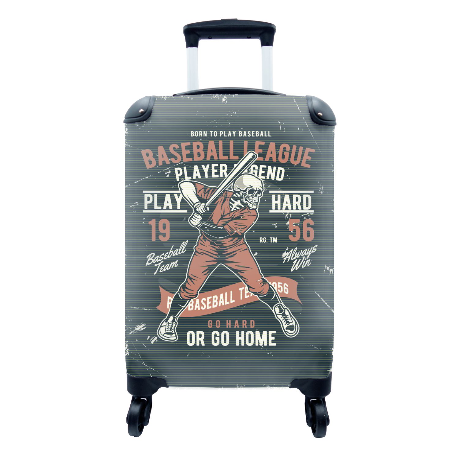 rollen, Rollen, mit Handgepäckkoffer Reisetasche - Ferien, Totenkopf Trolley, - Vintage 4 Handgepäck für Reisekoffer MuchoWow Baseball,