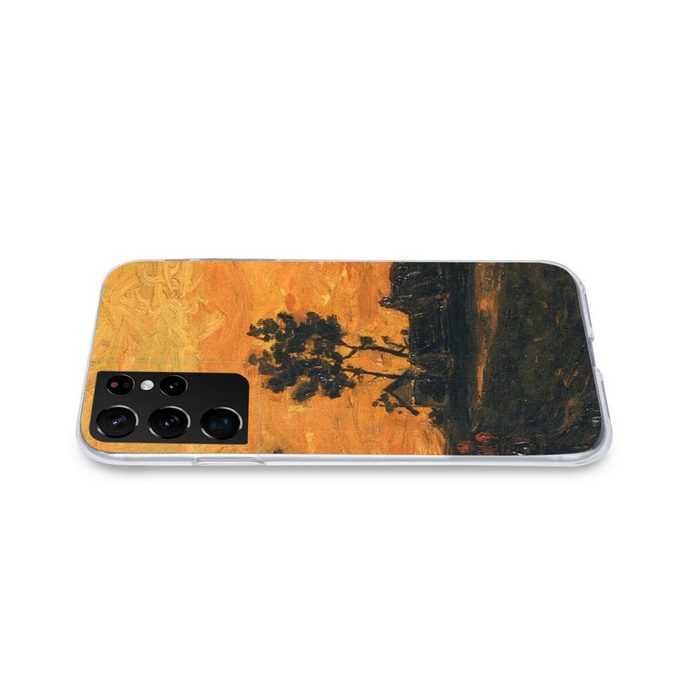 MuchoWow Handyhülle Landschaft bei Sonnenuntergang - Vincent van Gogh Phone Case Handyhülle Samsung Galaxy S21 Ultra Silikon Schutzhülle