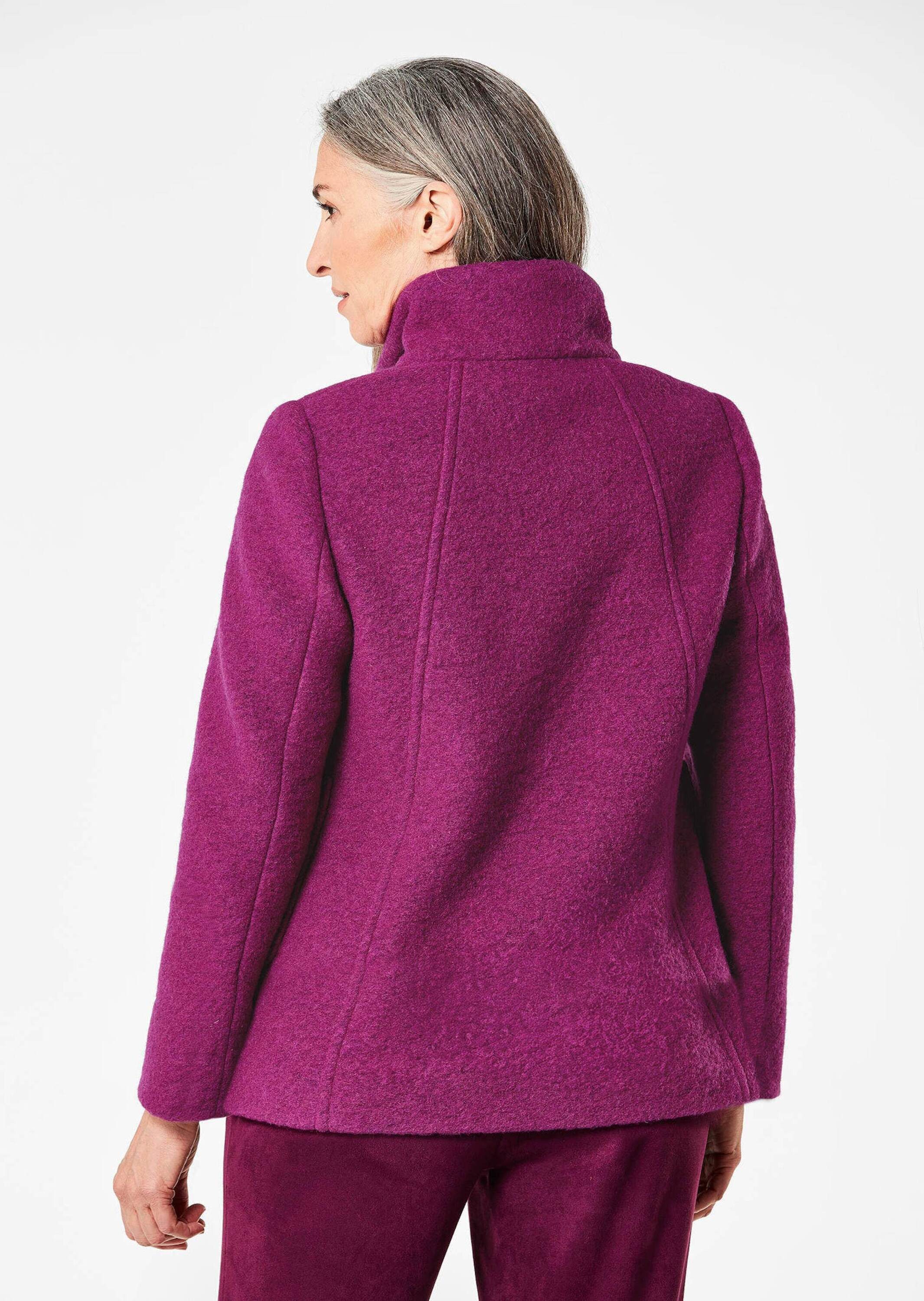 GOLDNER Wolljacke Kurzgröße: Elegante Kurzjacke mit Stehkragen Businessjacke mit Knopfverschluss, aufgesetzten Taschen und Langarm
