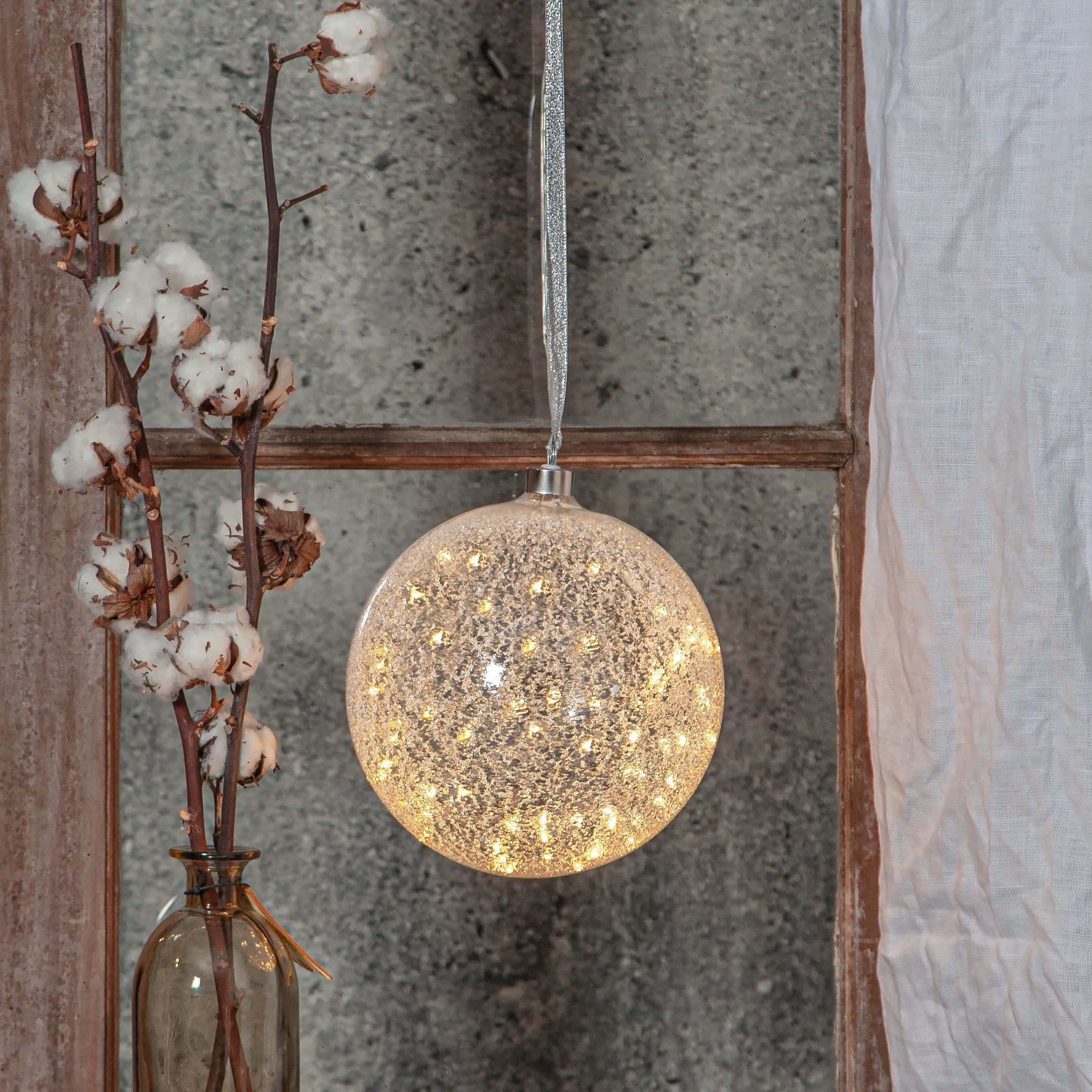 EGLO Dekoobjekt Glow snow, LED-Weihnachtskugel für Innen, Ø 20 cm, Leuchtku günstig online kaufen