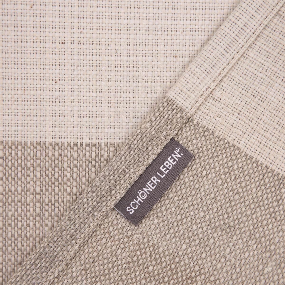 SCHÖNER LEBEN. Tischläufer Streifen 9,5cm creme beige braun grau, made in Germany,handmade – Bild 4 von 5