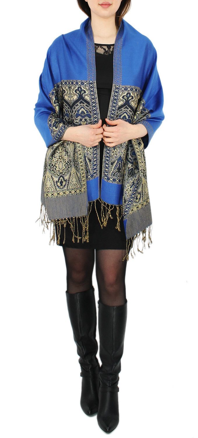 dy_mode Modeschal Elegante Damen Stola Schal Halstuch mit goldfarbenem Glan günstig online kaufen