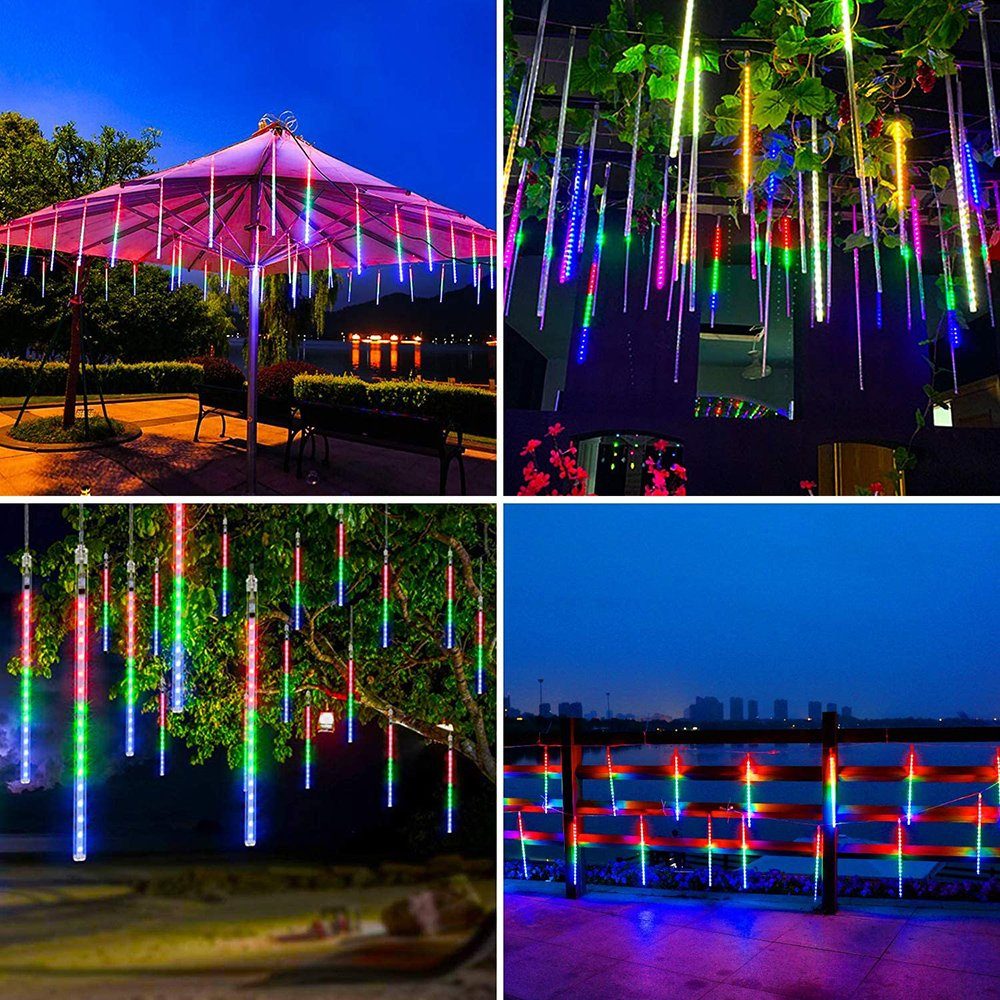 Garten LED-Lichterkette 2.4/4M, Deko Schlauch, Rosnek Weihnachten, 30/50CM Lichterkette; Eiszapfen Bäume Anschließbar, LED Multicolor Wasserdicht, für Party