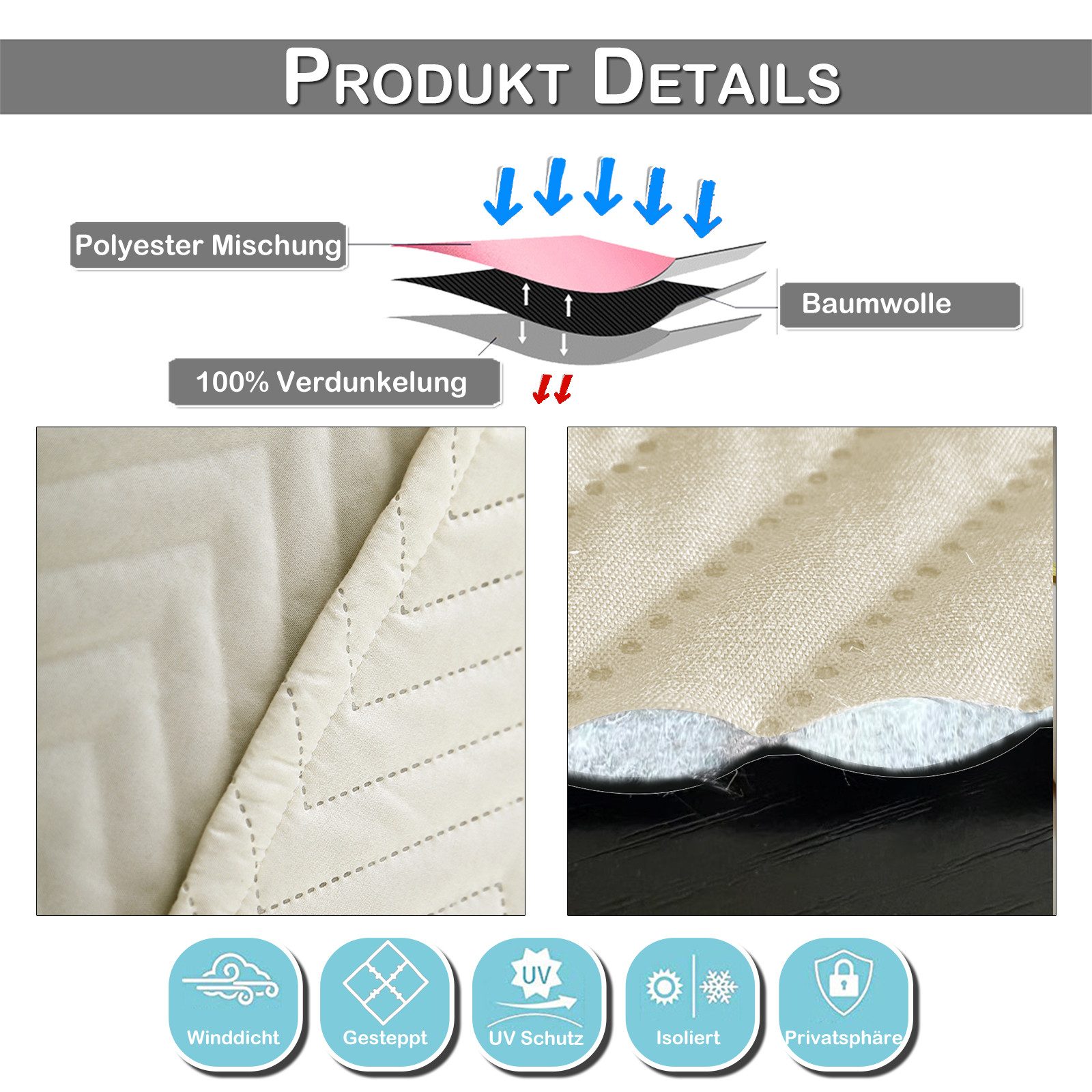 LMaxhome Verdunkelungsvorhang 100% Verdunklung Thermo Vorhänge Dicke Kältes günstig online kaufen