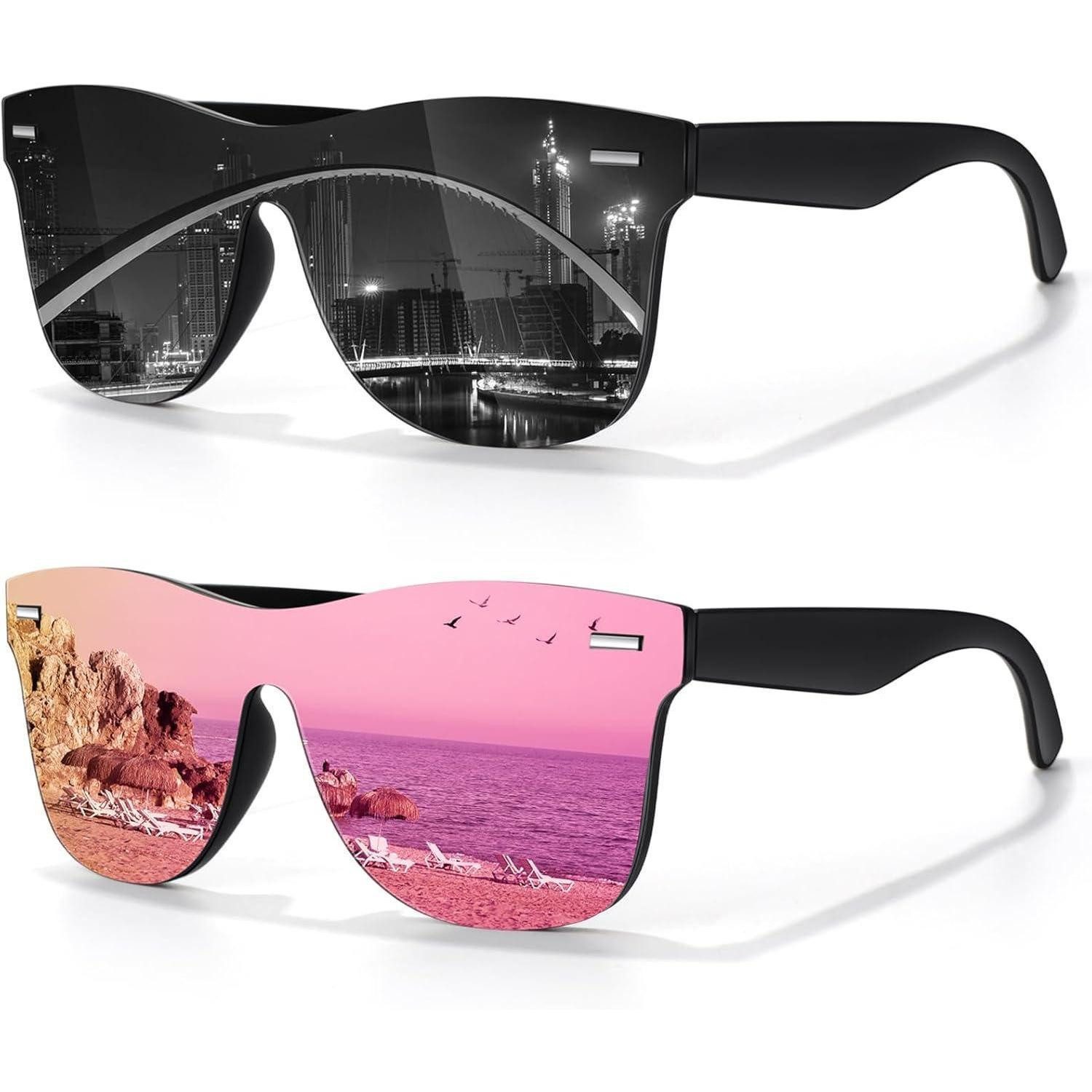 Sonnenbrille Sonnenbrille Polarisiert UV400 2er-pack Schwarz Grau Schwarz Rosa
