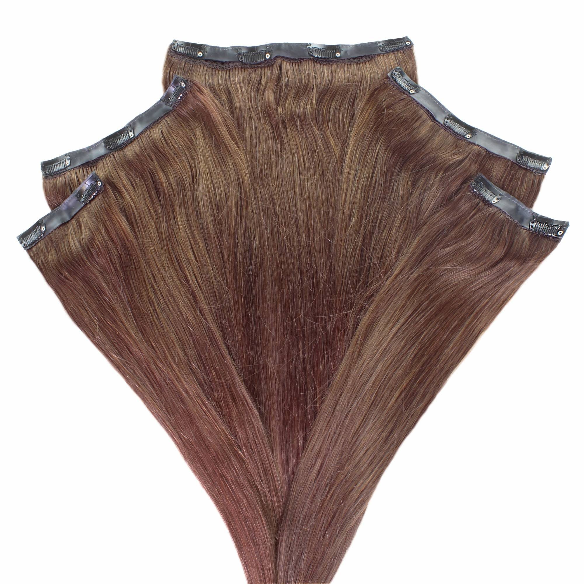 Braun-Intensiv Mittelbraun Extensions 30cm Volumen hair2heart Echthaar-Extension #4/77 Clip