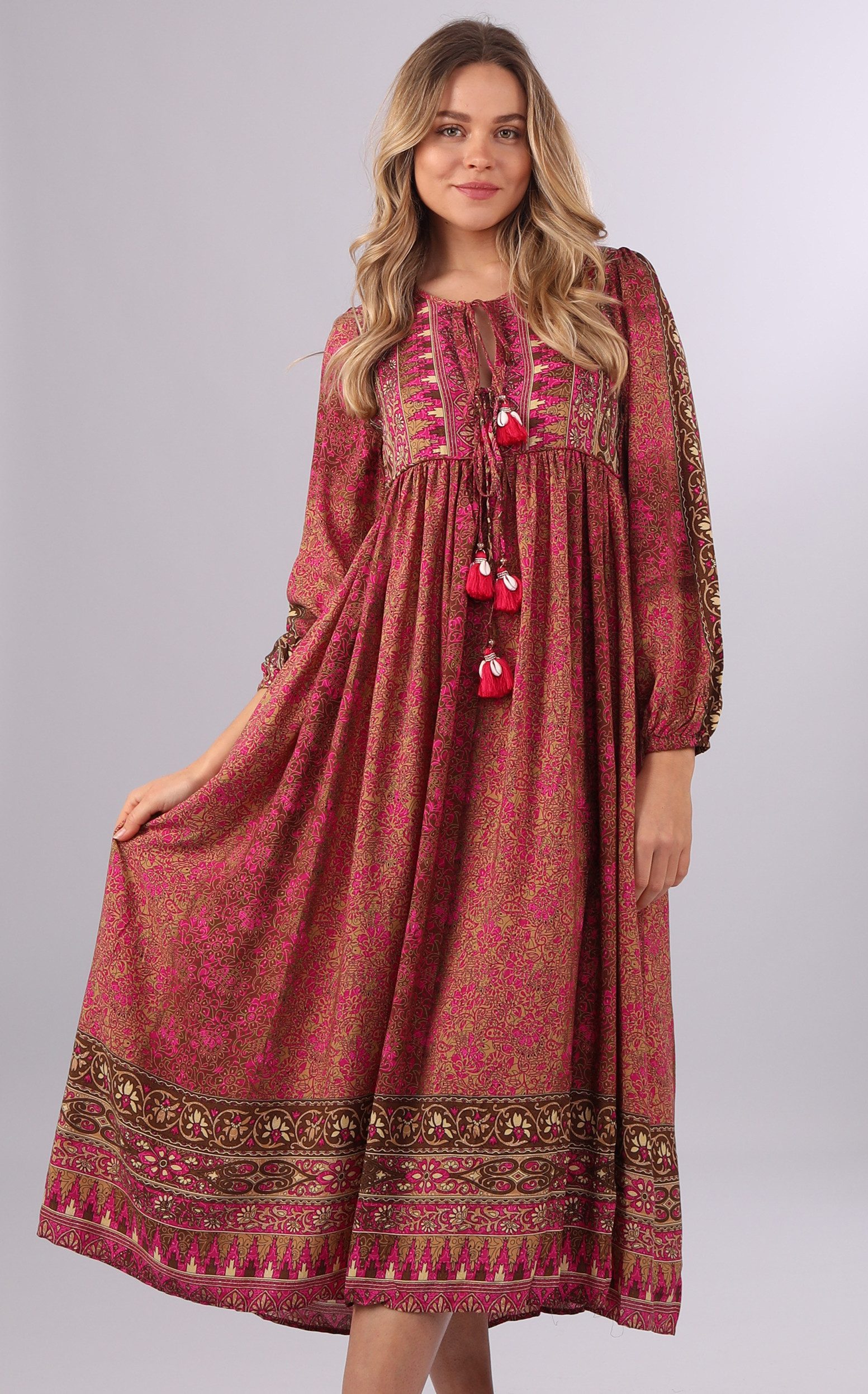 YC Fashion & Style Sommerkleid Sommerkleid aus 100% Viskose Alloverdruck, Boho, Hippie, gemustert