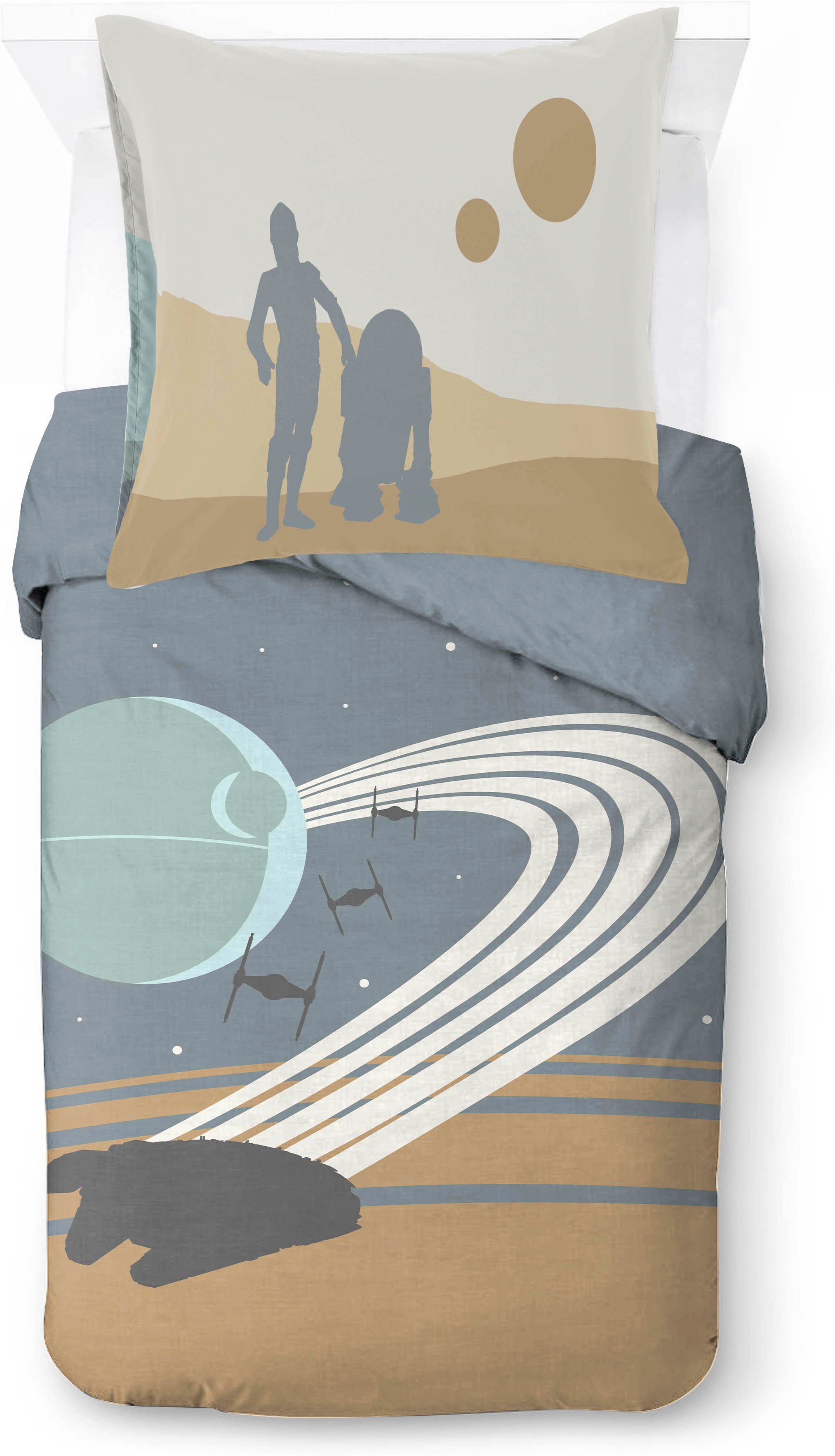 Star Wars Kinderbettwäsche Star Wars Adult Scenic, Linon, 2 teilig, 100% Baumwolle