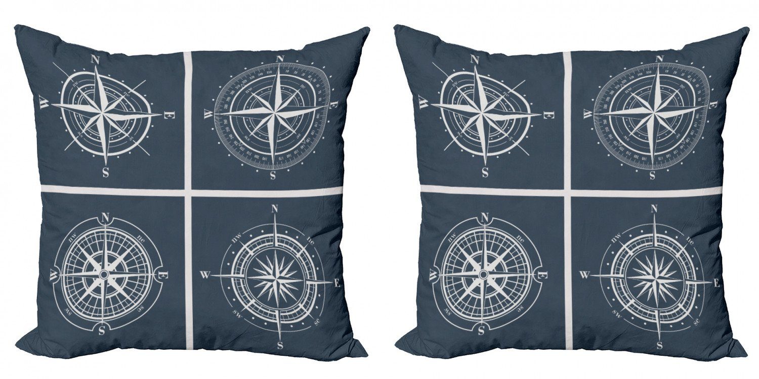 Kissenbezüge Modern Accent Doppelseitiger Abakuhaus Kompass Kompass-Entwurf (2 Stück), Weiß Digitaldruck
