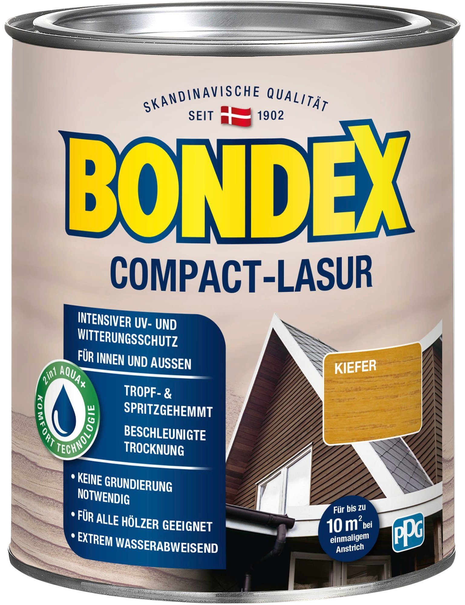 Bondex Holzschutzlasur COMPACT-LASUR, intensiver UV- & Witterungsschutz, extrem wasserabweisend Kiefer