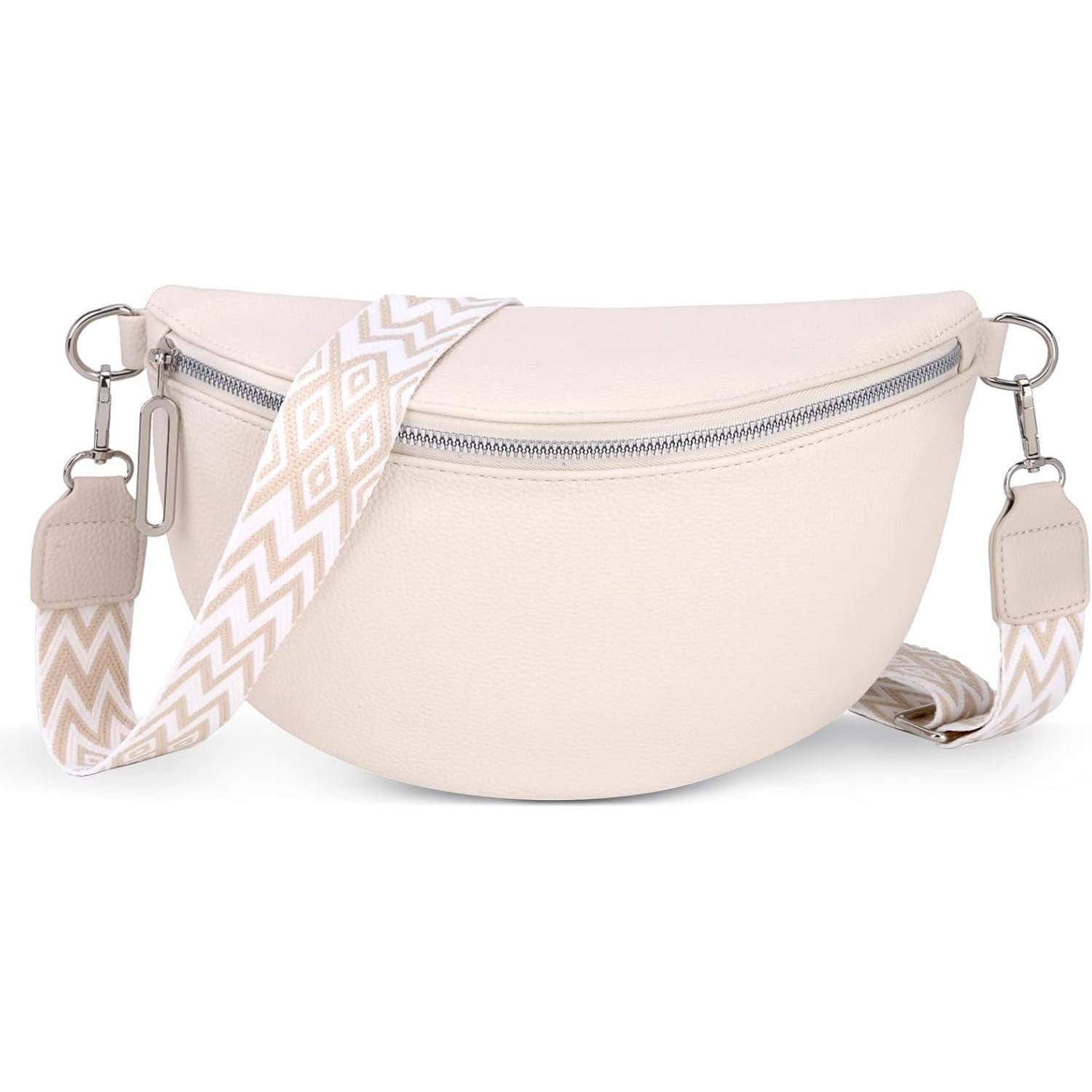 Bauchtasche Bauchtasche Damen Gürteltasche Crossbody Veganes Leder B 01-beige