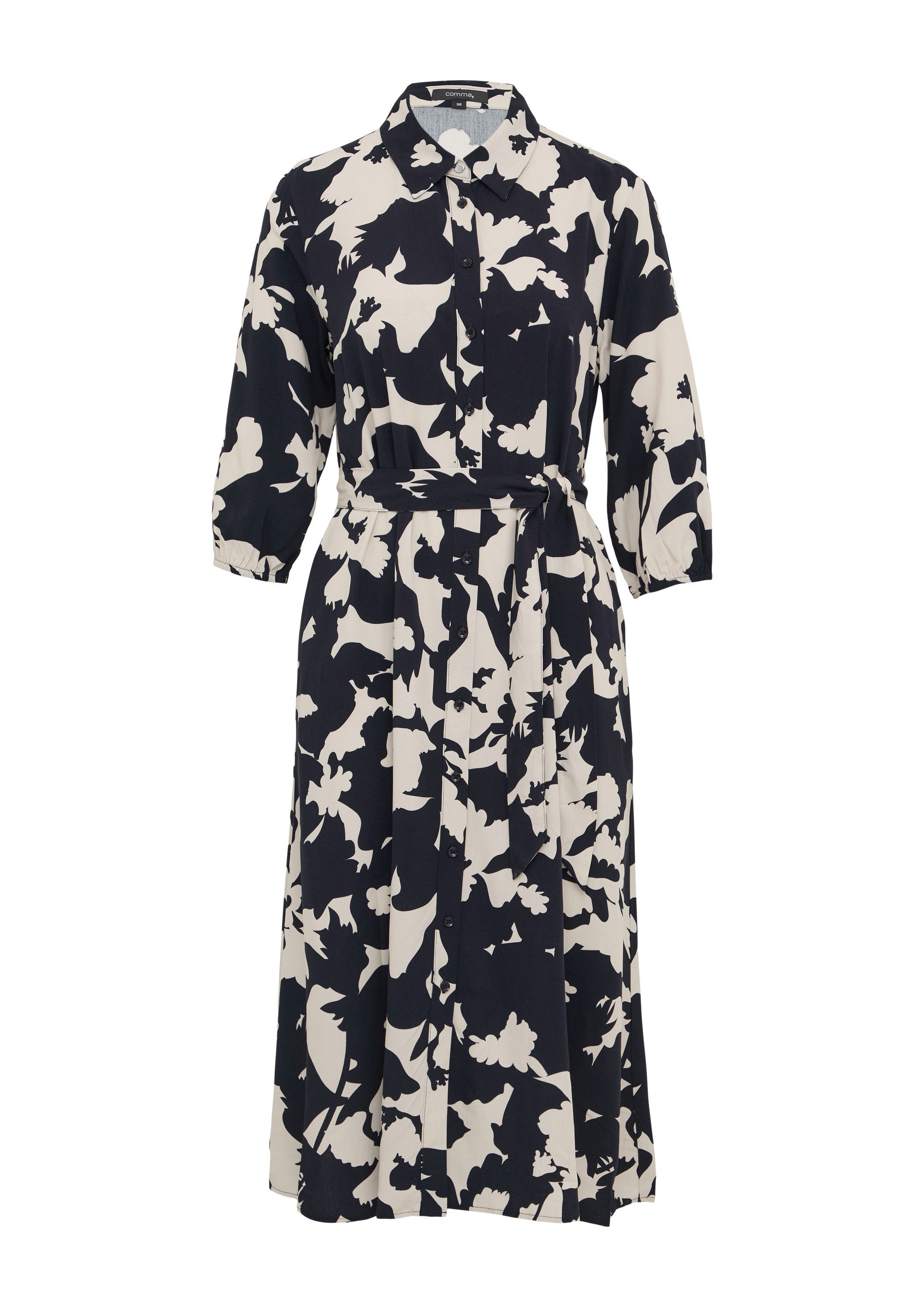 comma Midikleid Kleid Hemdblusenkleid in Midilänge mit Bindegürtel günstig online kaufen