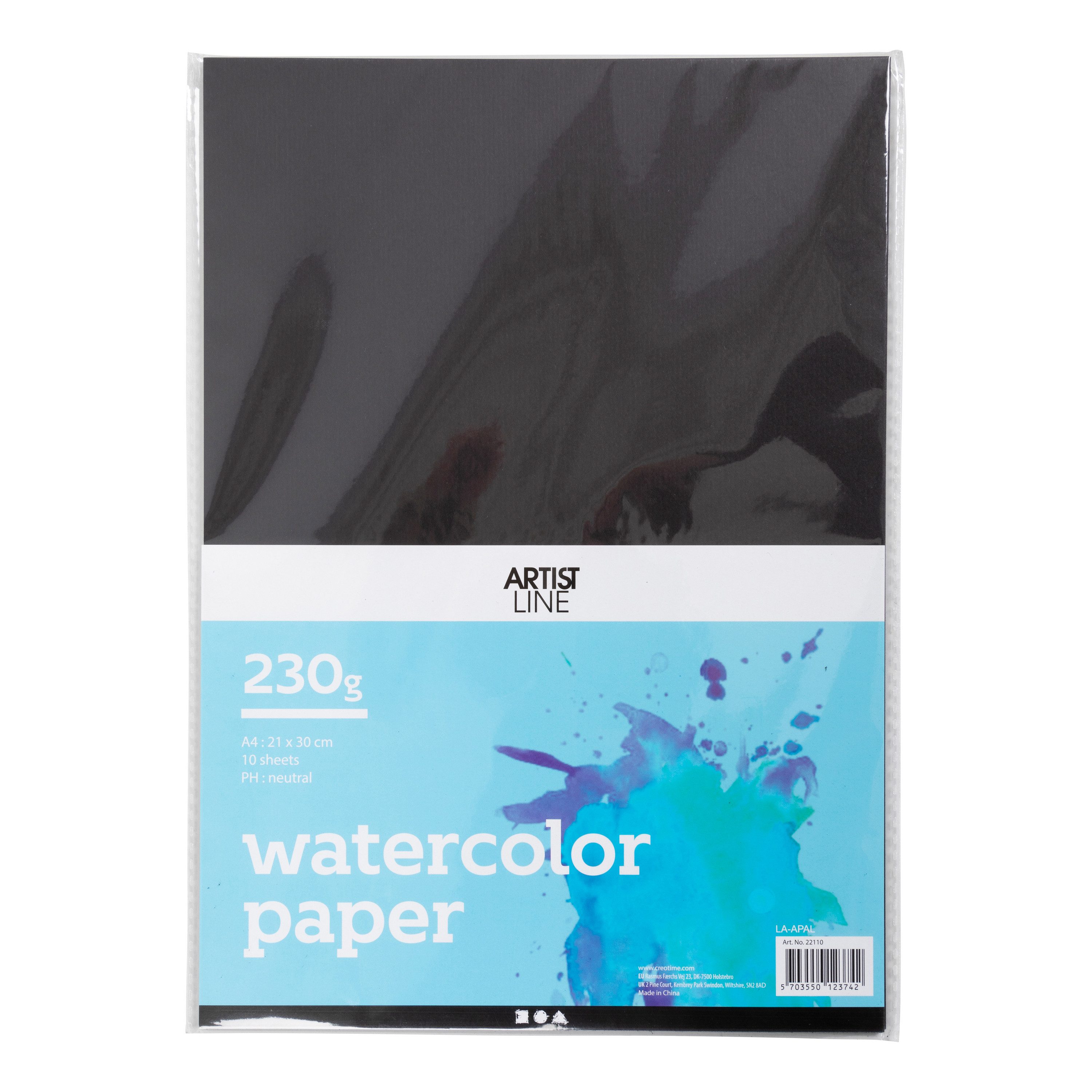 creativ company Zeichenpapier Aquarellpapier, A4 schwarz 10 Blatt