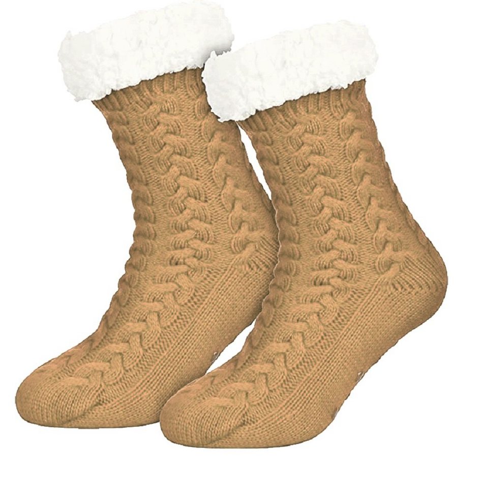 Rungassi Kuschelsocken Heat Booster Hüttensocken mit flauschig weichem Teddystoff Zopf