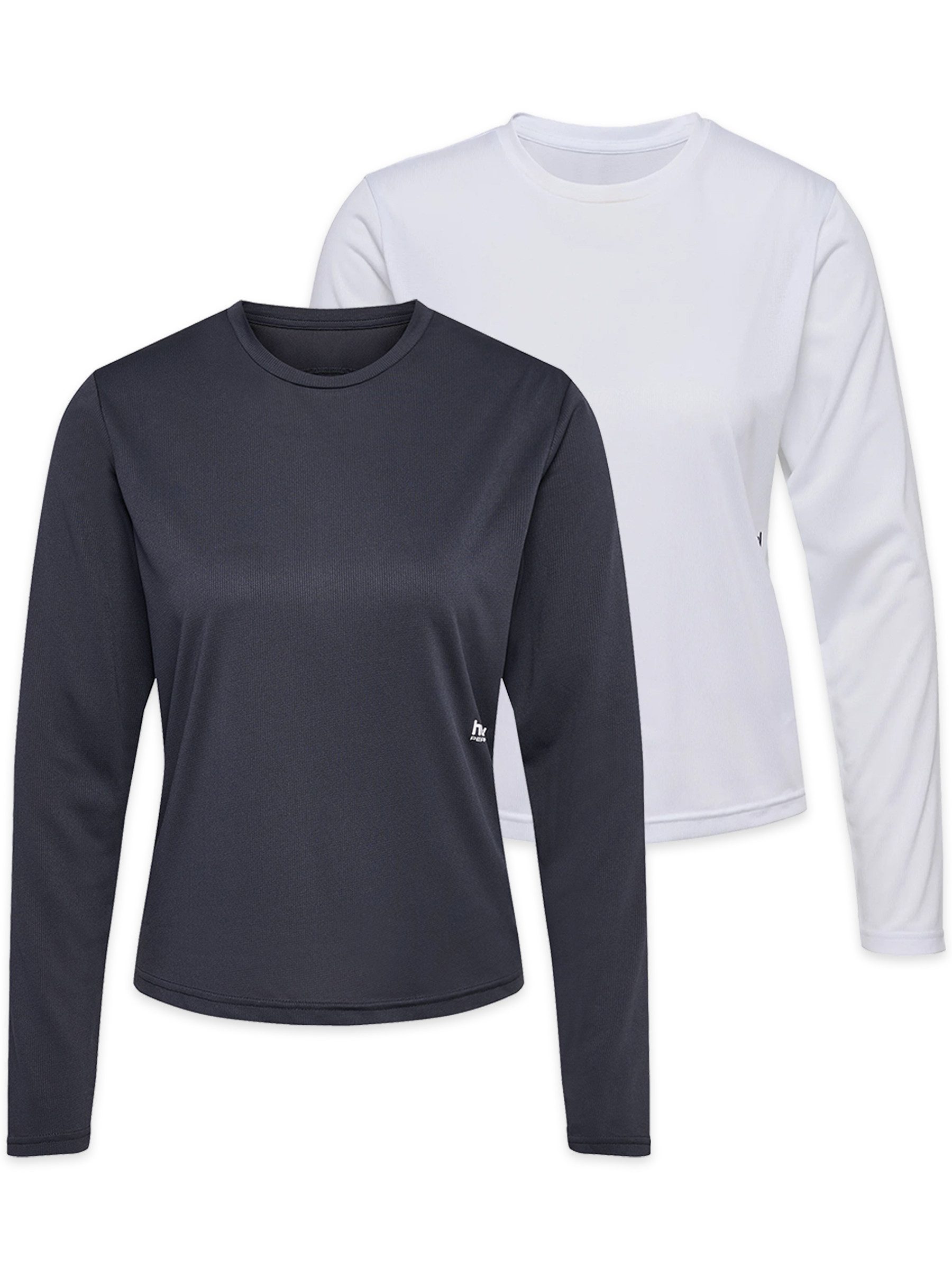 hummel T-Shirt Rundhals Langarm 2er-Set Regular Fit für Damen (2-tlg) hmlPULSE WORKOUT W T-SHIRT L/S