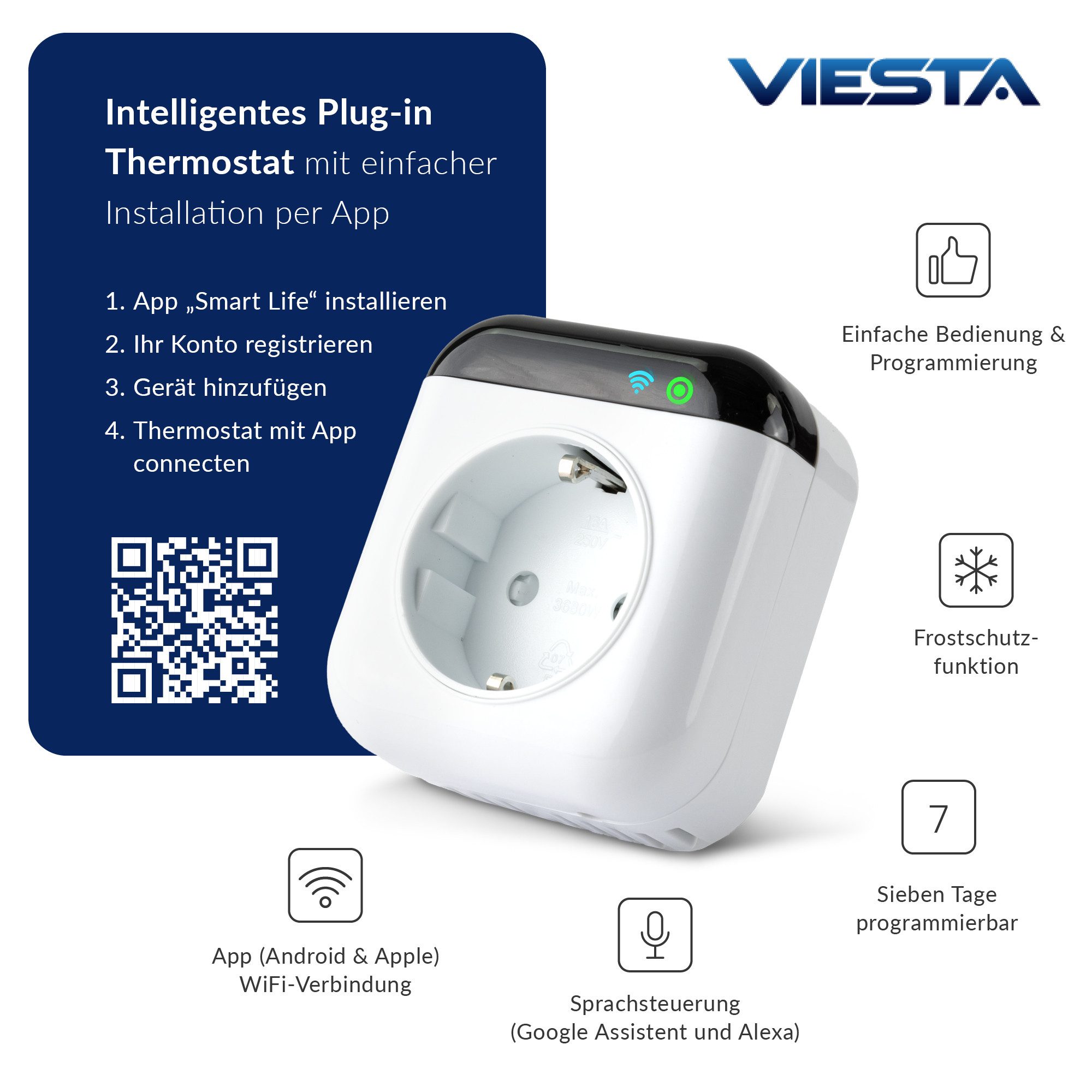 VIESTA Heizkörperthermostat TH70 WiFi-Steckdosenthermostat Intelligentes