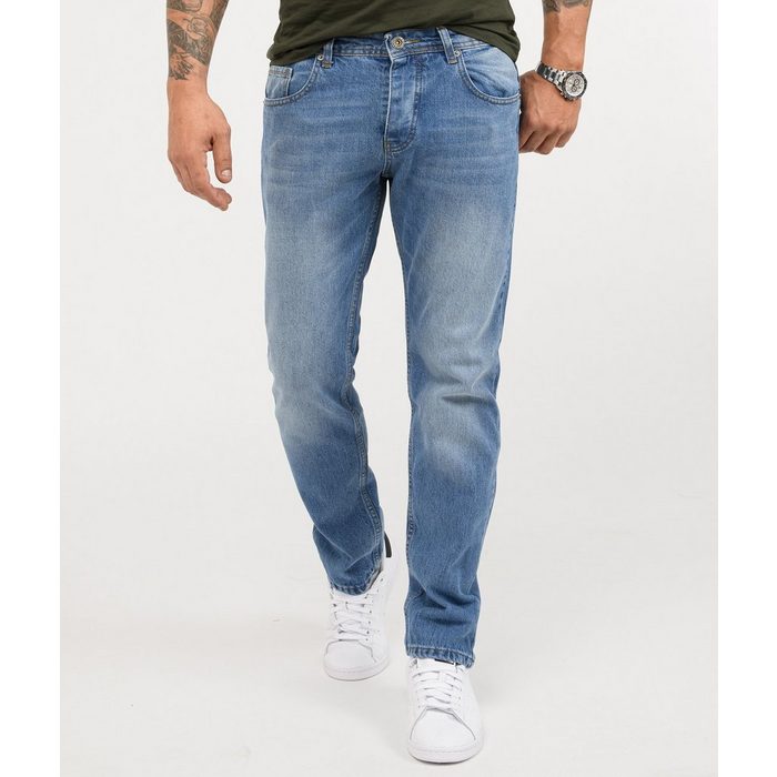 Rock Creek Straight-Jeans Herren Jeans Stonewashed Blau RC-3101