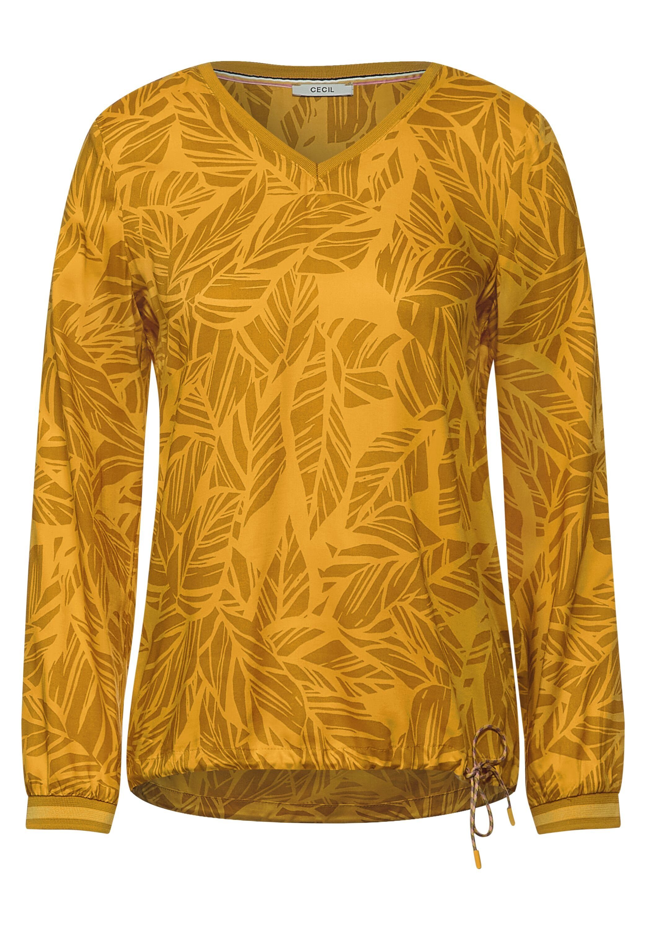 Cecil Klassische Bluse Bluse mit Blätter Print curry yellow