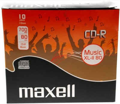 Maxell CD-Rohling 10 Maxell Rohlinge CD-R Audio 80 Minuten Musik Jewelcase