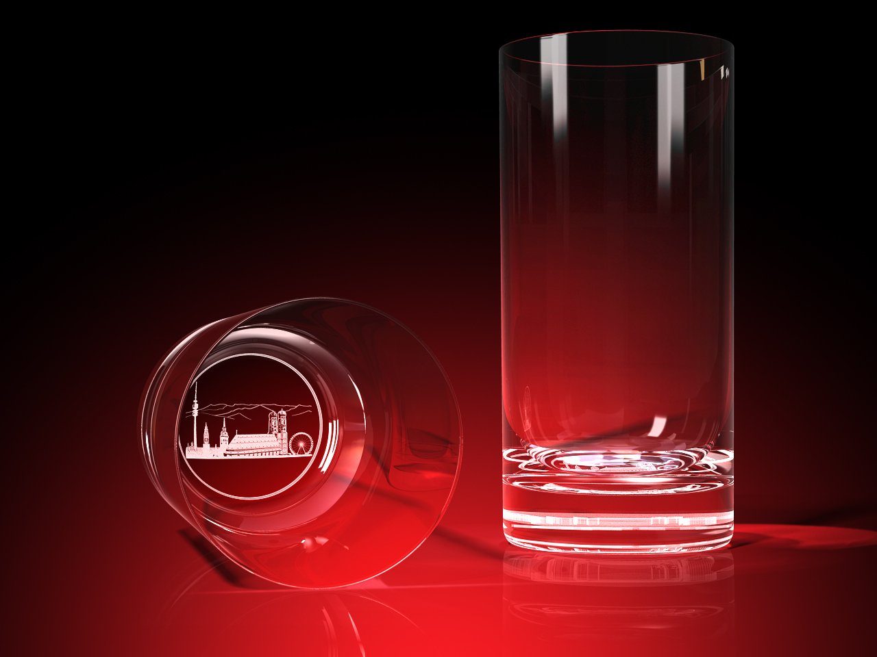 GLASFOTO.COM Glas München Silhouette - Trinkglas (Bierglas) 0,4 l, 0,4 l - Ø 76 x 160 mm