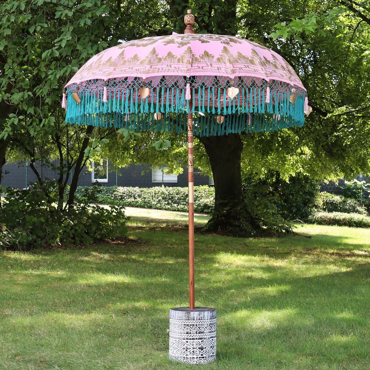 Oriental Galerie Sonnenschirm Rosa Blau Bali Garten-Sonnenschirm, 180 cm Candy