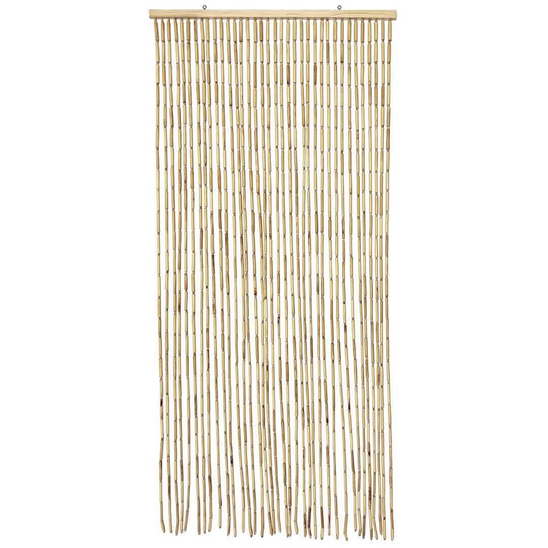 abc HOME Türvorhang Bambus Holz 90x200cm – Sichtschutz & Insektenschutz mit 40 Strängen