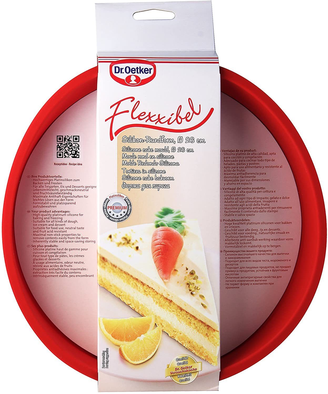 Dr. Oetker Küchenhelfer Silikonform Dr. Oetker - Silikon Backform Flexxibel Rundform Rot Ø 26cm, (1-tlg), Antihaft-Wirkung