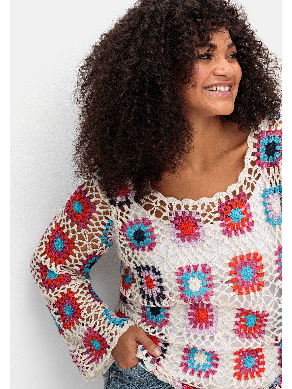 sheego by Joe Browns Strickpullover Große Größen im Crochet-Muster