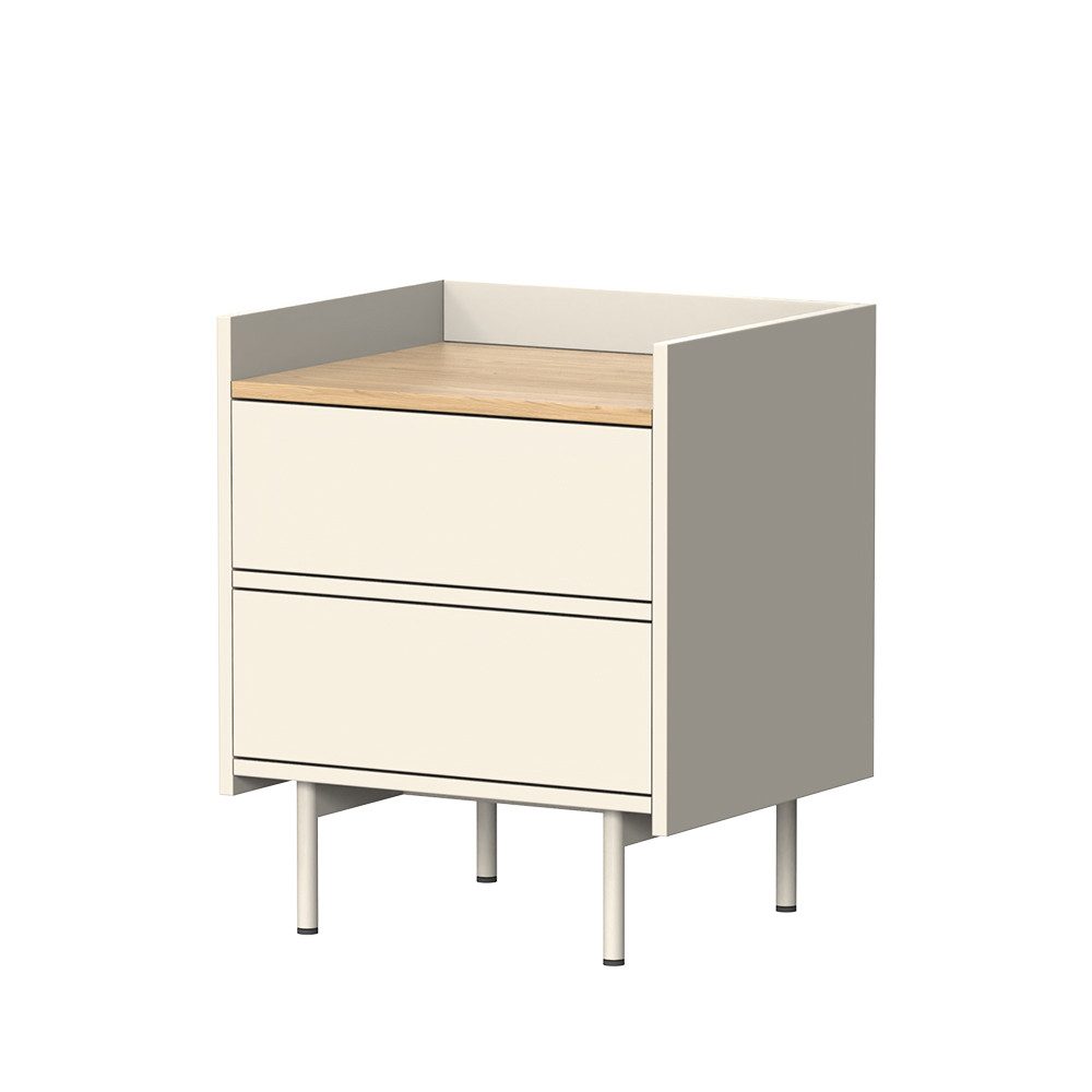 Vicco Nachtschrank Velina, Creme/Eiche, 48 x 58 cm mit 2 Schubladen (1-St)