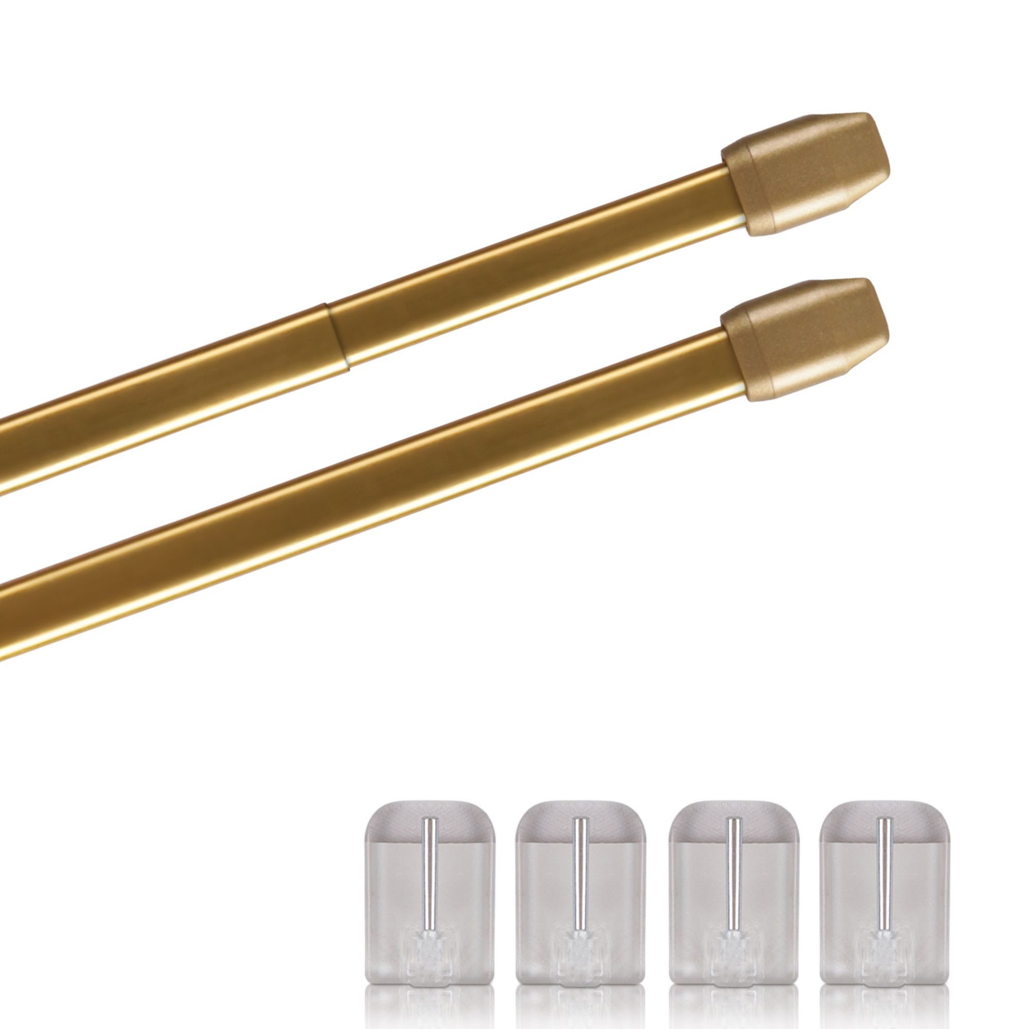 Bestlivings Vitragestange 2er-Pack, Ø 10 mm, 1-läufig, ausziehbar, mit Selbstklebehaken, geklebt, Edelstahl, für Küchen- & Bistrogardinen