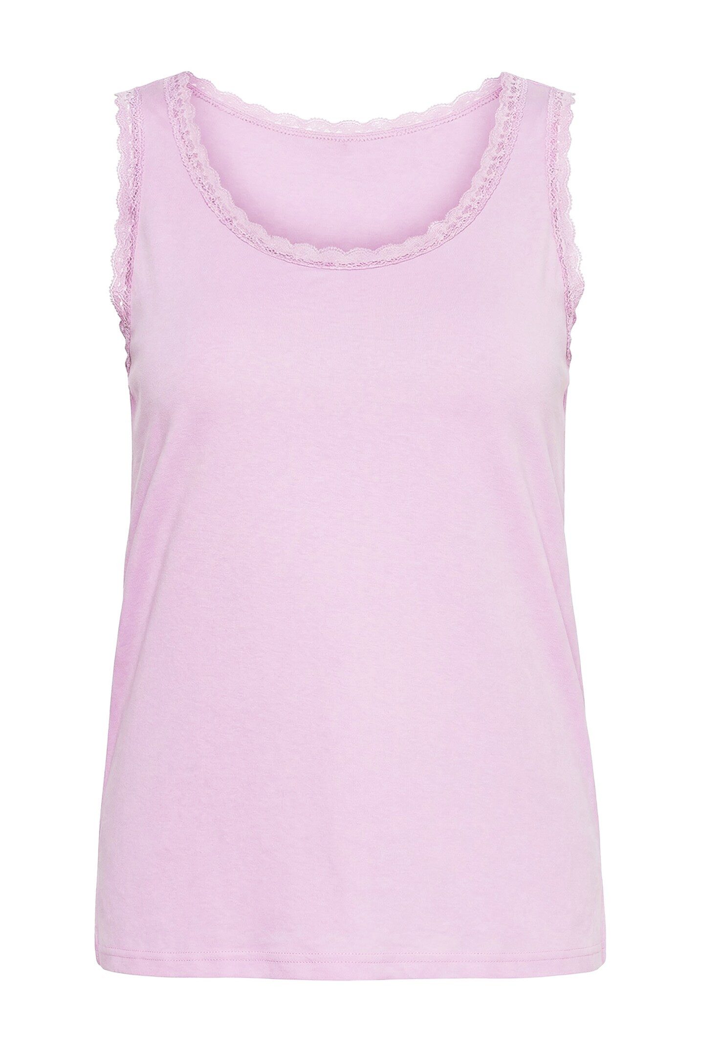 Ulla Popken Longtop Top Rippjersey Spitze Rundhals ärmellos