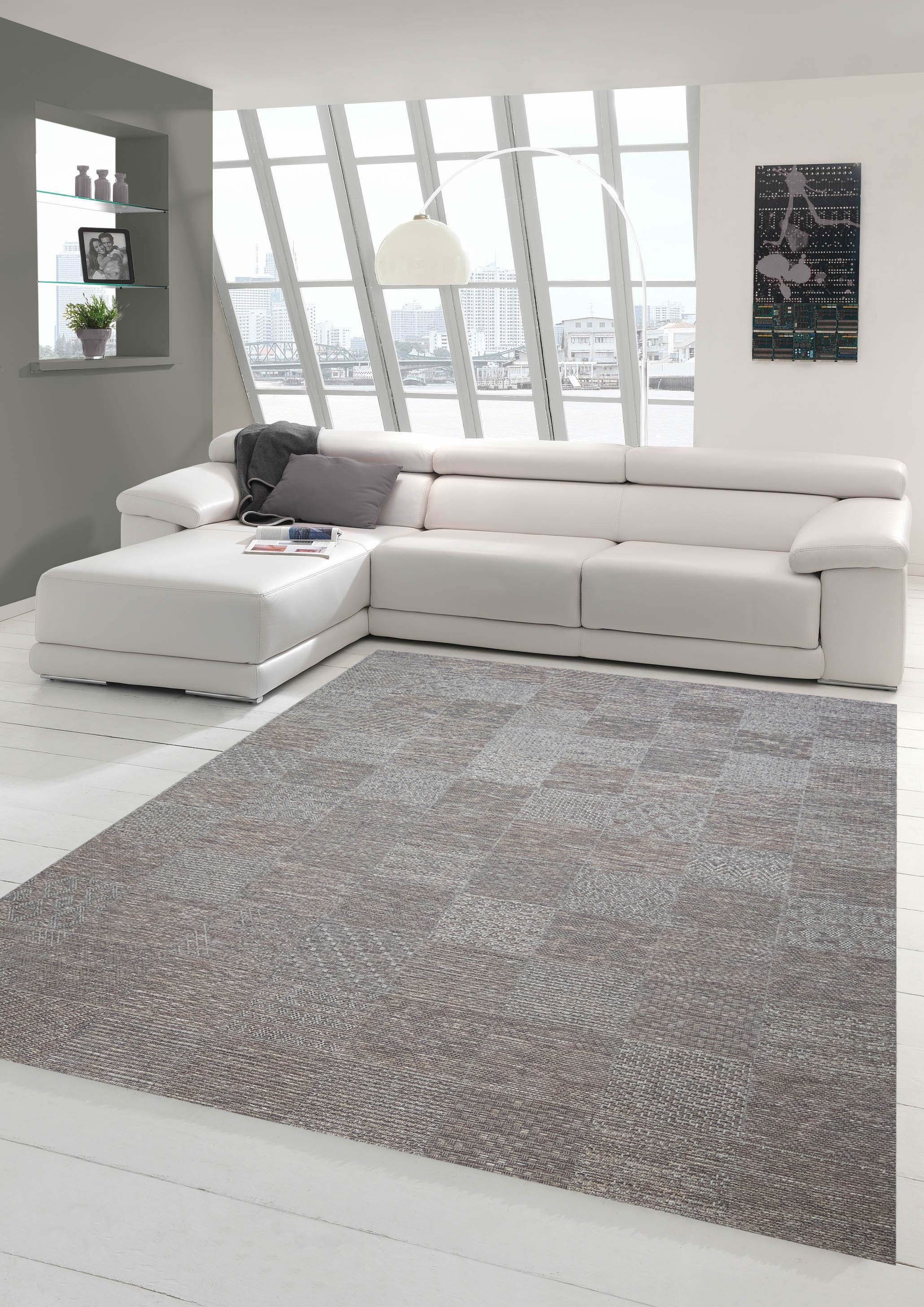Outdoor Teppich Modern Terassen Teppiche Streifen Muster Grau Beige 