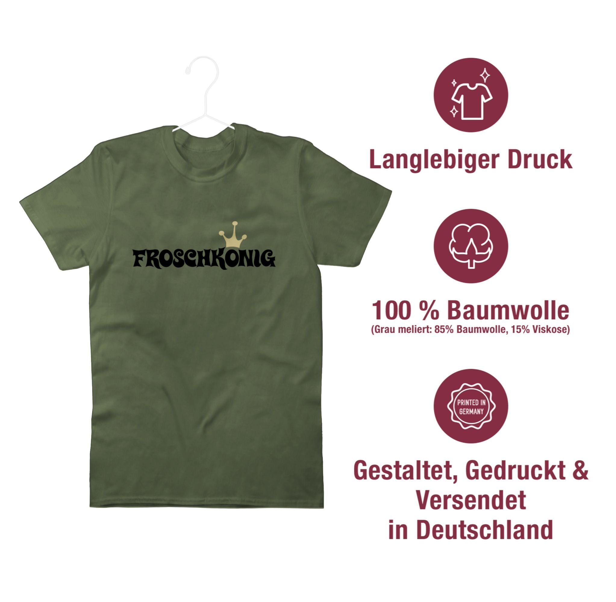 Shirtracer T-Shirt Froschkönig Army & Fasching Grün 3 Karneval