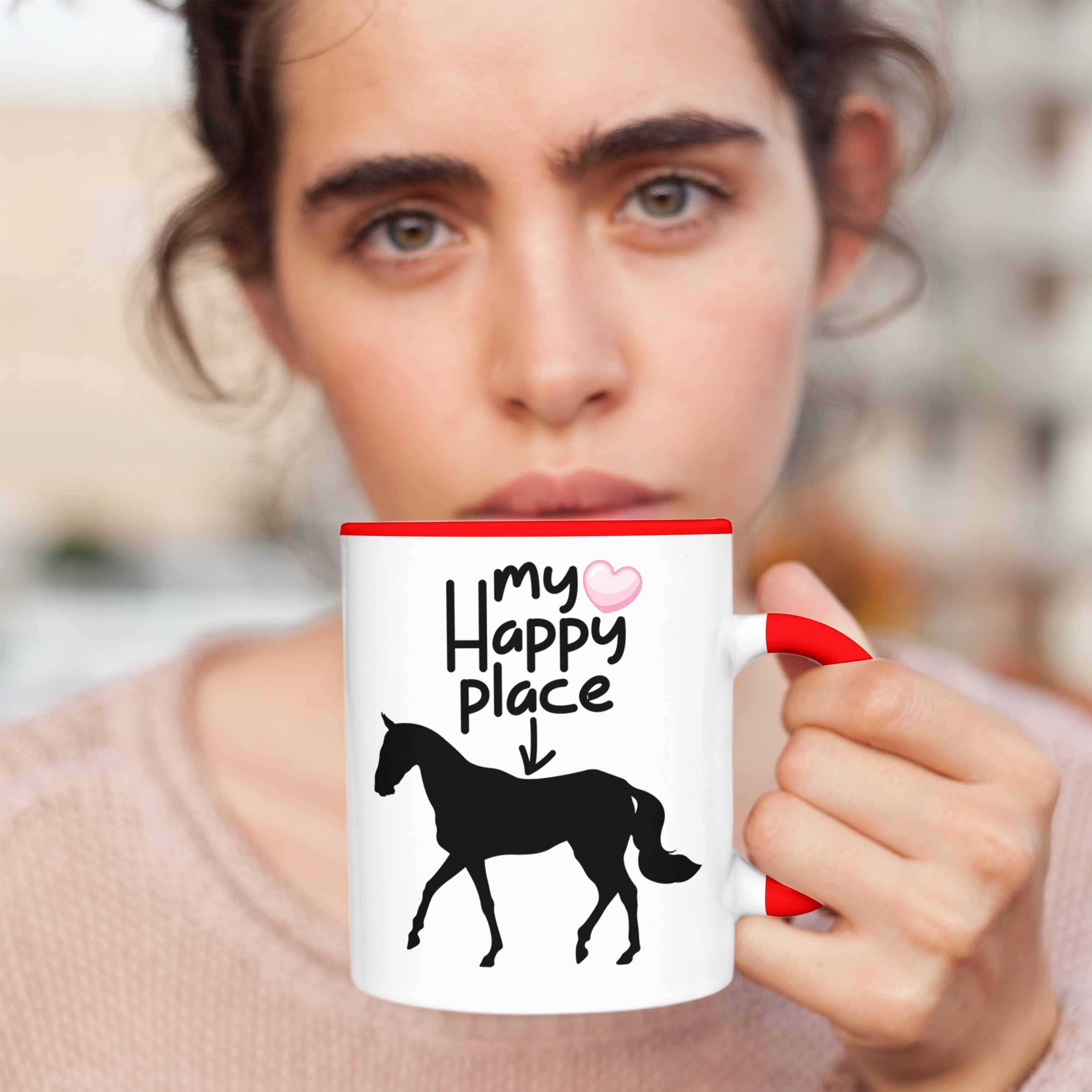 für Lustige Trendation Tasse Pferde Place" Reiterinnen Tasse "My Geschenkidee Rot für Happy