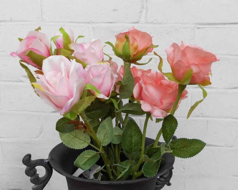 Kunstblume Zauberhafte Rosenstiele Blumenstrauß Kunstblumen 2 Stiele 5 Blüten, Deko-Impression