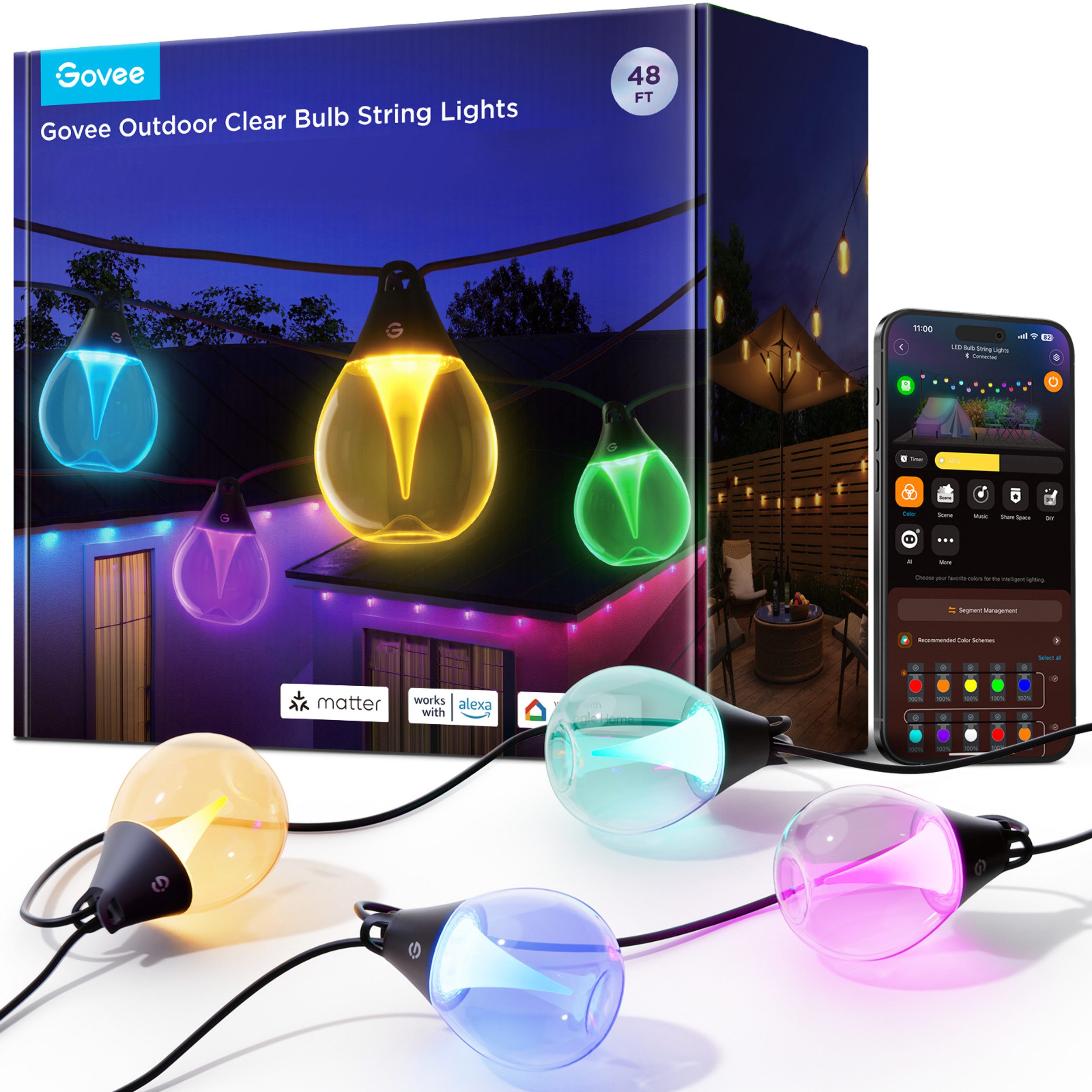 Govee LED Lichtleiste Govee Outdoor-Lichterkette mit klaren Leuchtmitteln – Bild 2 von 5