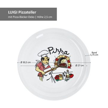 MamboCat Pizzateller 6er Set Luigi Pizzateller Ø30,5cm 6 Personen XL-Teller Pizza Bäcker