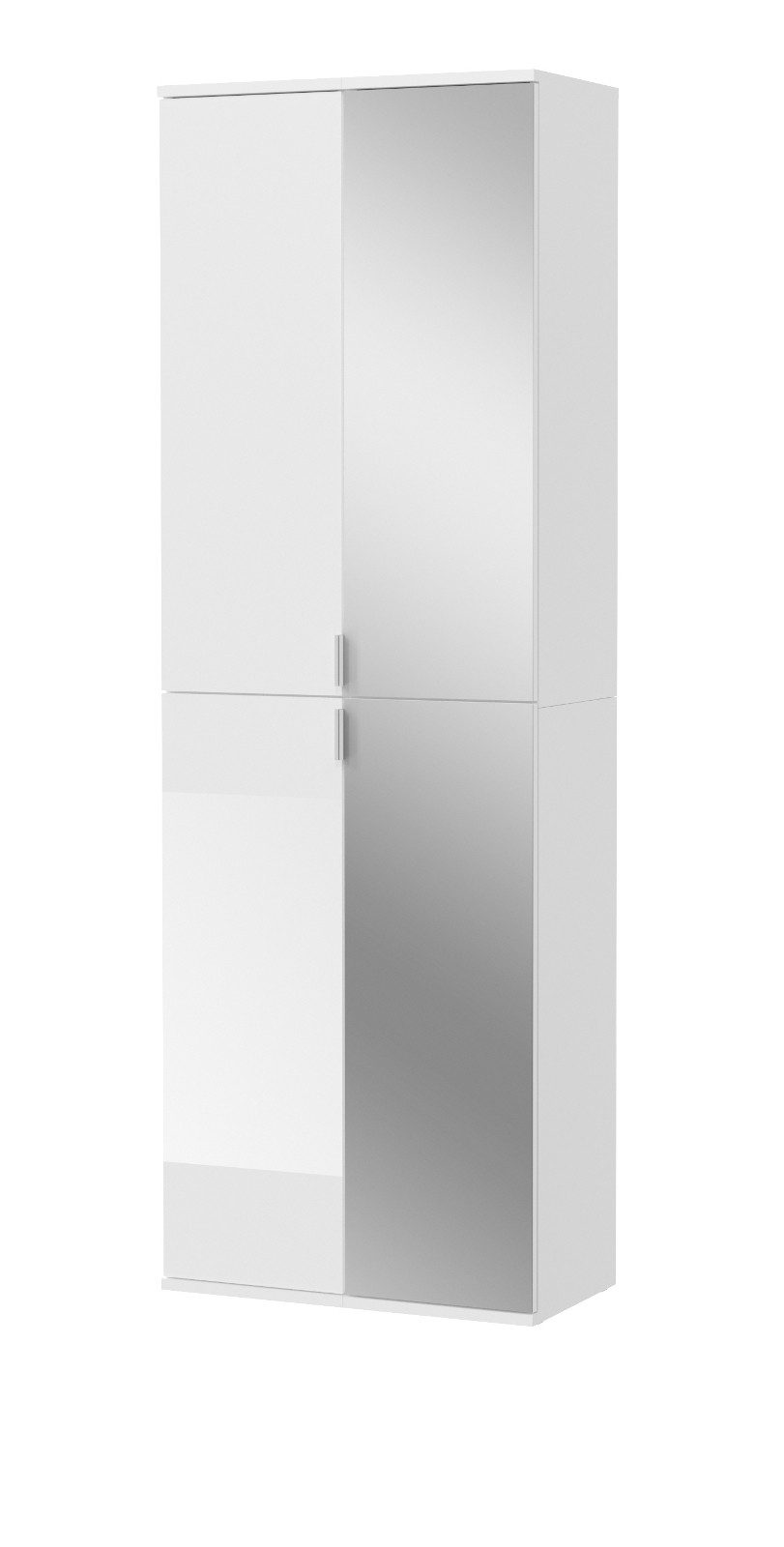Inn.Furn Stauraumschrank SystemX (Mehrzweckschrank in weiß Hochglanz, 60 x 193 cm) mit Spiegeltüren