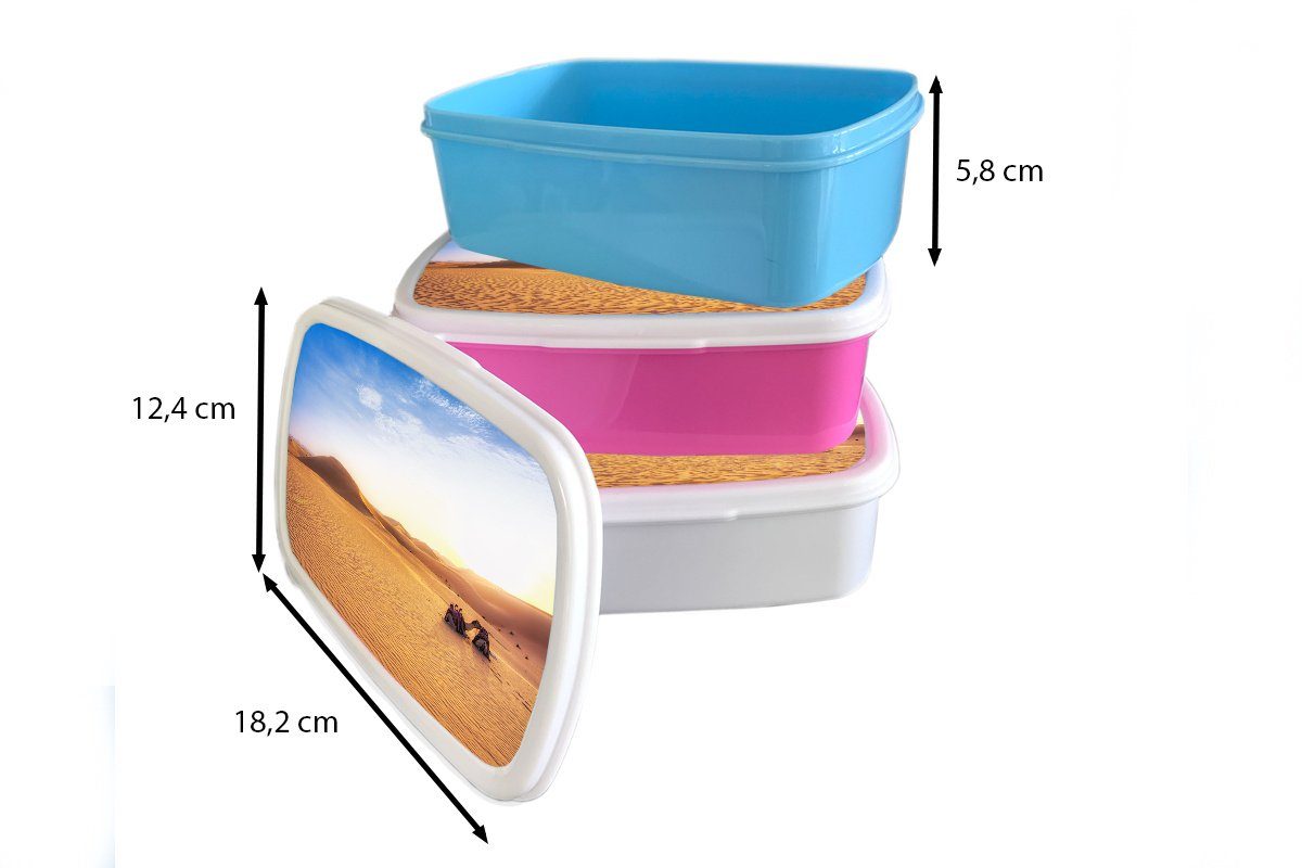 Kunststoff, Kunststoff für Mädchen, Kinder, Wüste Lunchbox Brotdose - Erwachsene, Brotbox MuchoWow (2-tlg), Kamel Sand, - rosa Snackbox,