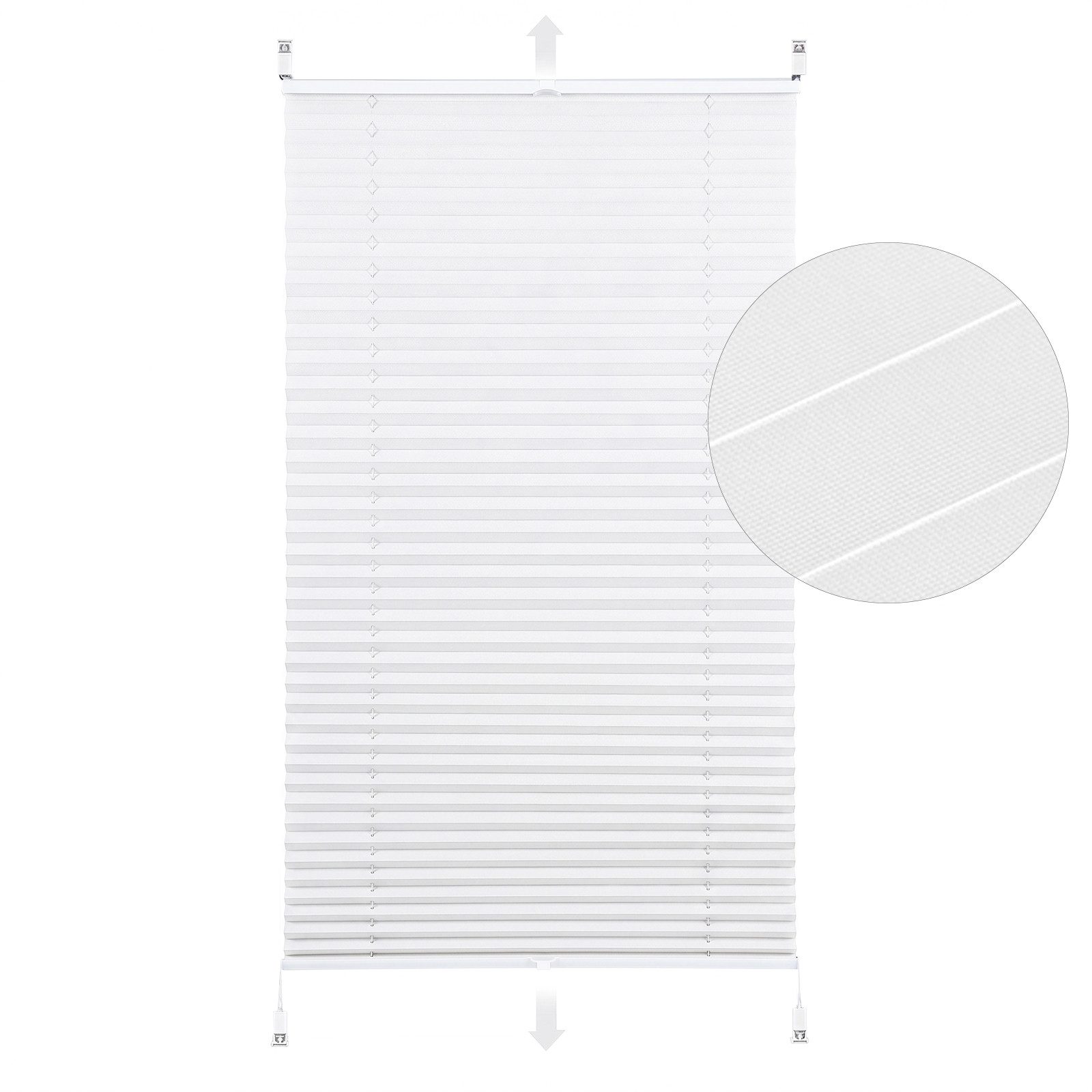 Sekey Plissee Plissee Klemmfix ohne Bohren, extra dichtes Gewebe, blickdicht, Klemmfix Montage ohne Bohren, Klemmfix, blickdicht, extra dichtes Gewebe, Lichtschutz, Weiß, 30x100 cm