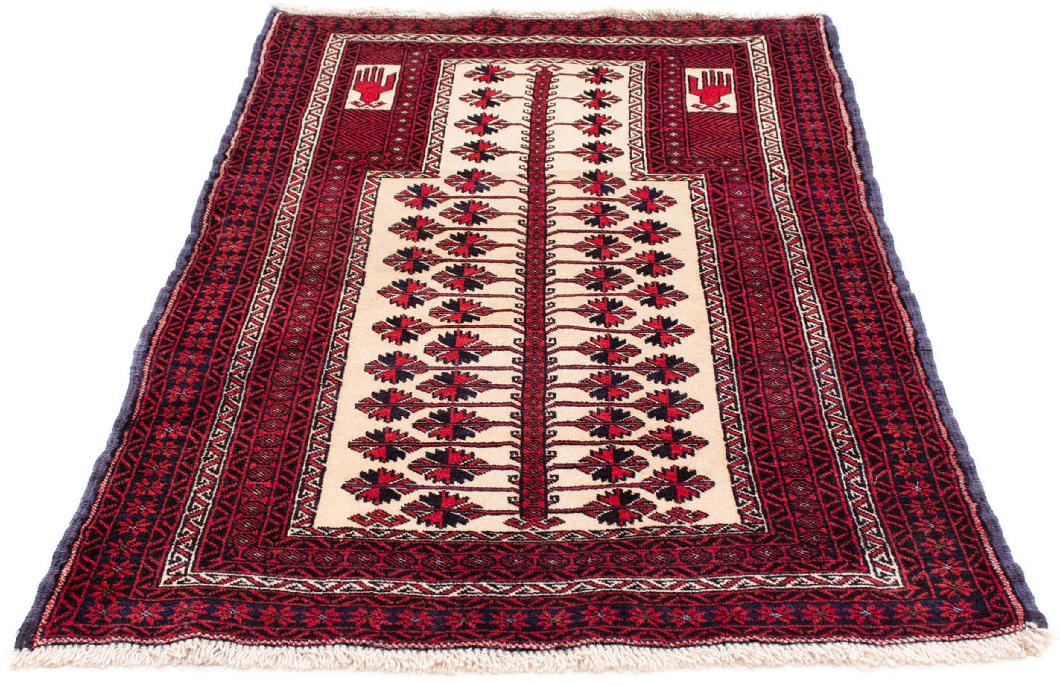 Orientteppich Belutsch - 136 x 89 cm - rot, morgenland, rechteckig, Höhe: 8 mm, Wohnzimmer, Handgeknüpft, Einzelstück mit Zertifikat