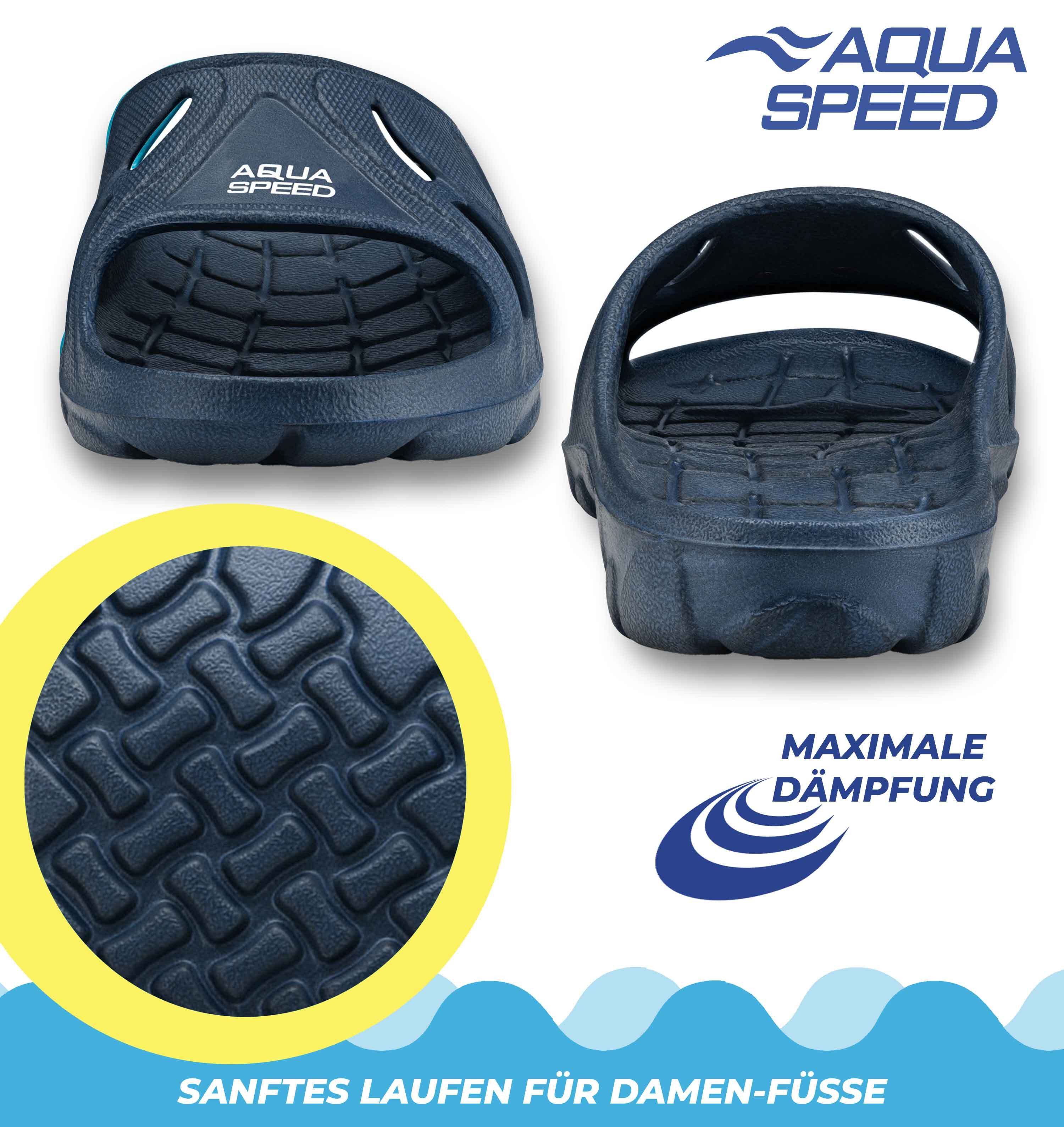 Aqua Speed Badelatschen ALABAMA Damen + Mikrofaserhandtuch Gr. 36-40 Badepantolette