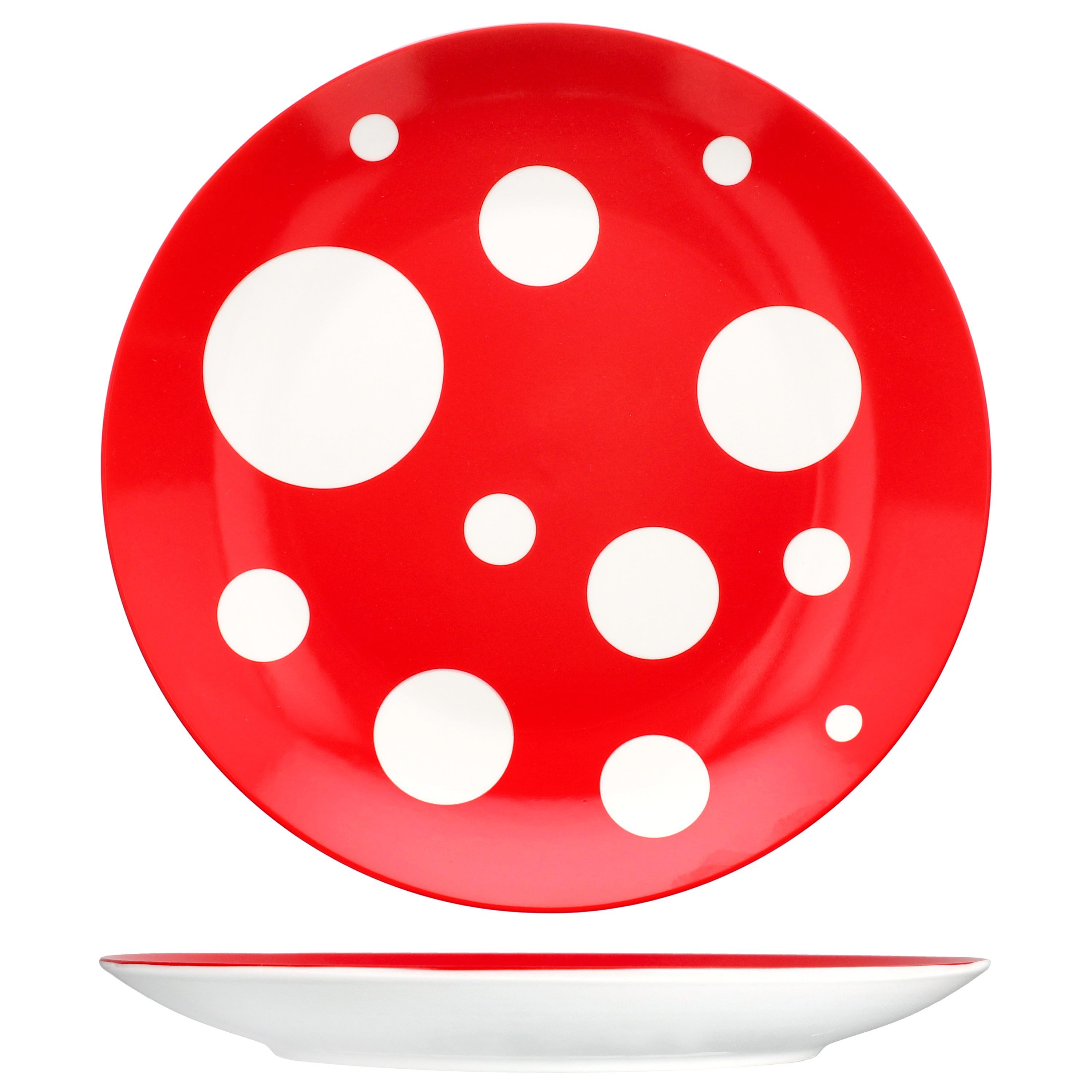 MamboCat Speiseteller 6er Set Pula rot Speiseteller Ø27cm Porzellan groß Essteller Punkte