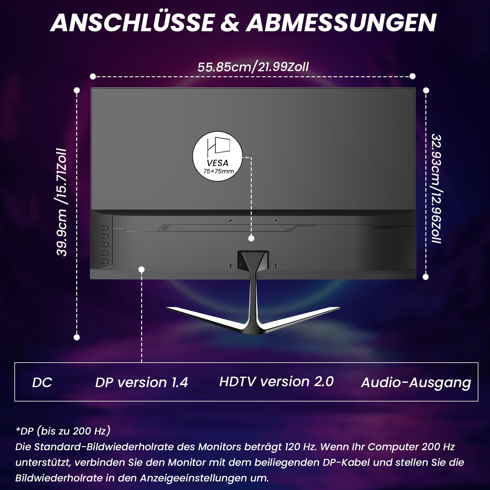 LXZ 24.5 Zoll, FHD 1080p, Fast IPS Panel, 200Hz Gaming-Monitor (63 cm/24.5 ", 1920 x 1080 px, FHD, 1 ms Reaktionszeit, 200 Hz, LED, 200Hz, HDR 10, Integrierten Lautsprecher, FreeSync & G-Sync)