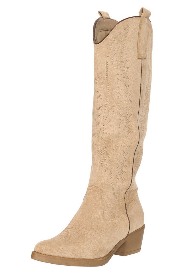 Salinyang Western Boots Damen kniehoch mit modernem Cowboy Look Stiefel